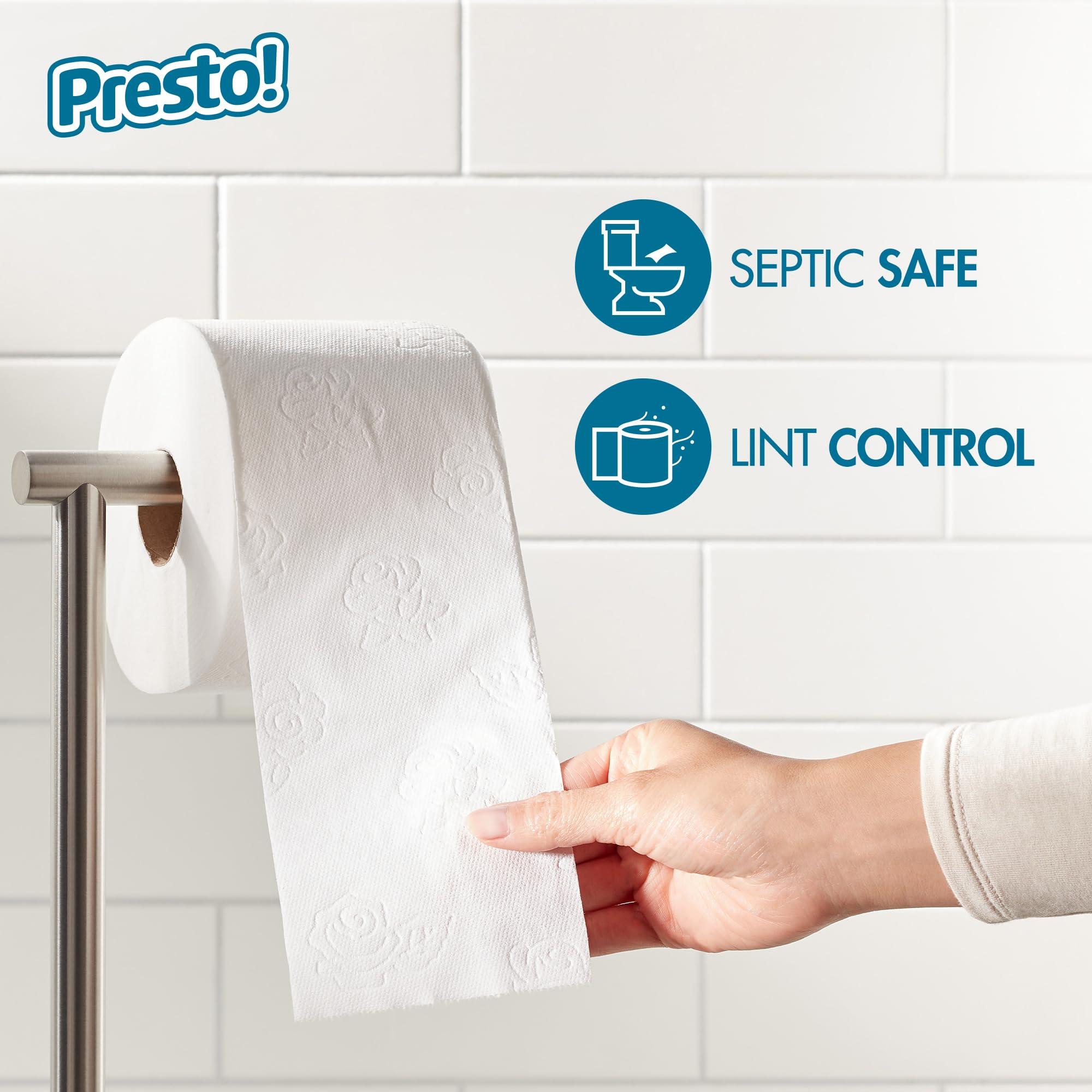 Presto! Amazon Brand - Presto! 2-Ply Ultra-Soft Toilet Paper, 24 Family Mega Rolls = 120 regular rolls, 6 Count (Pack of 4), Unscented