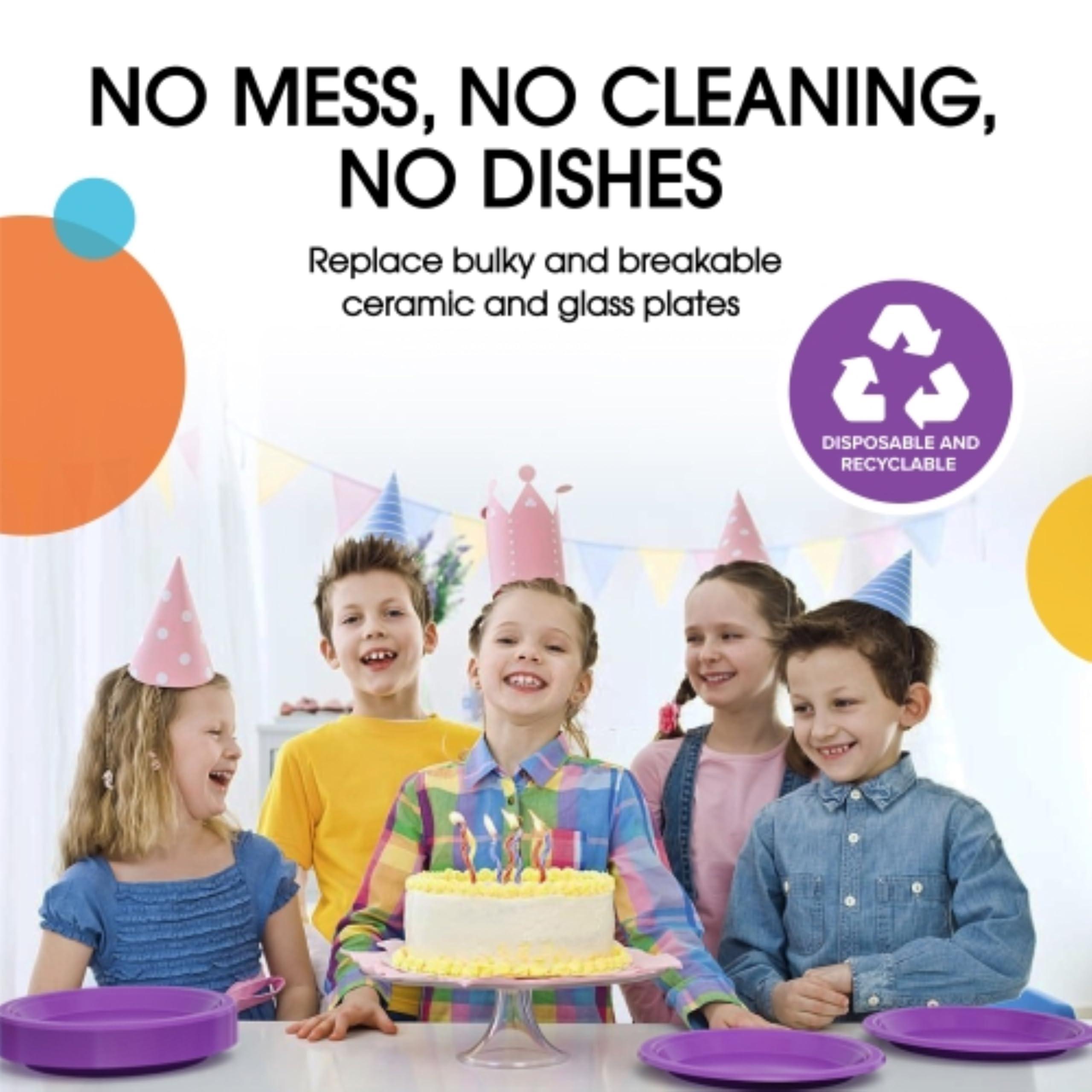 Exquisite Exquisite Purple Plastic Plates Disposable 9\" Purple Plastic Dinner Plates 50 Pcs Purple Disposable Plates Plastic Plates For Party Plates Disposable Heavy Duty 350 GSM Purple Plates For Party