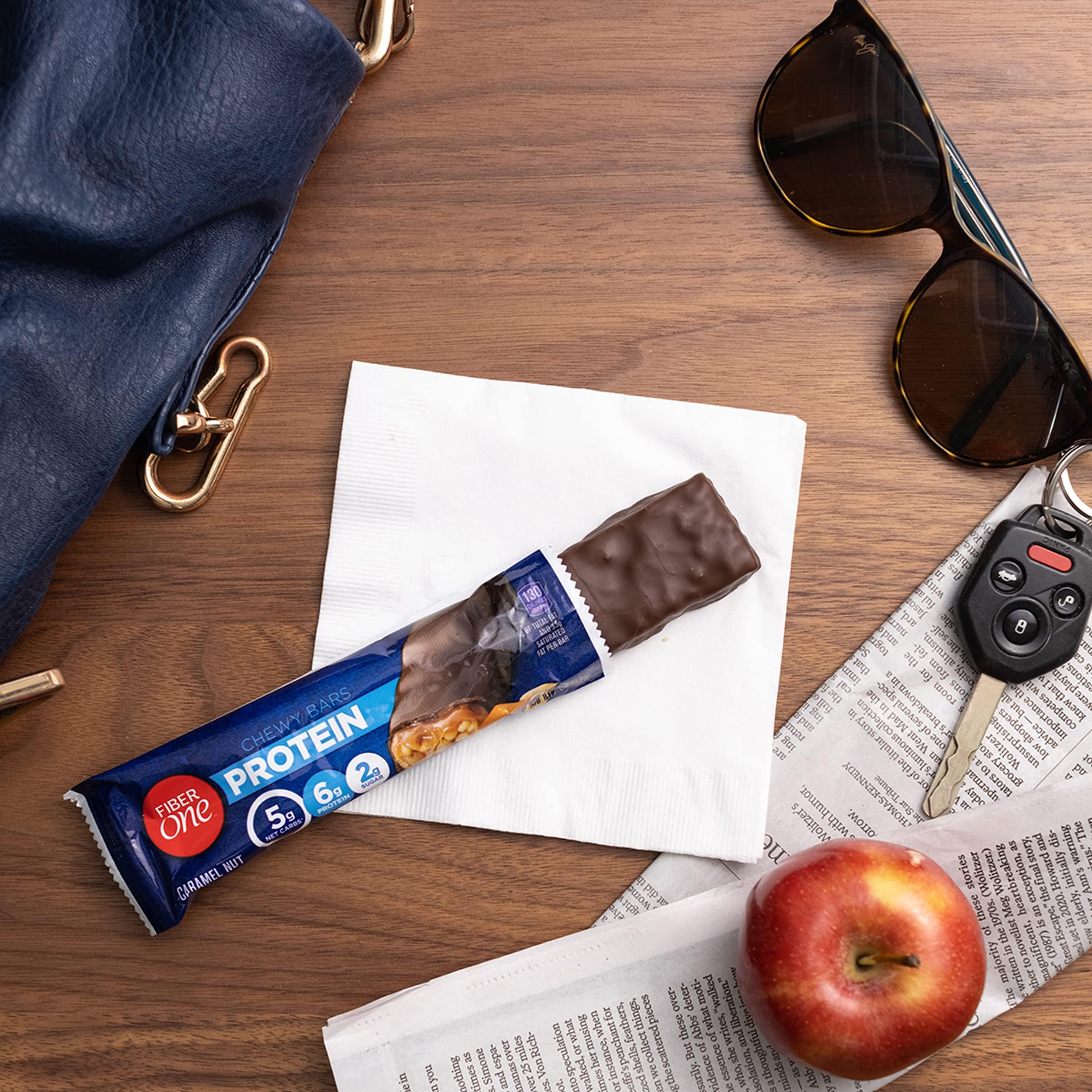 Fiber One Fiber One Chewy Protein Bars, Caramel Nut, Protein Snacks, 1.17 oz, 5 ct