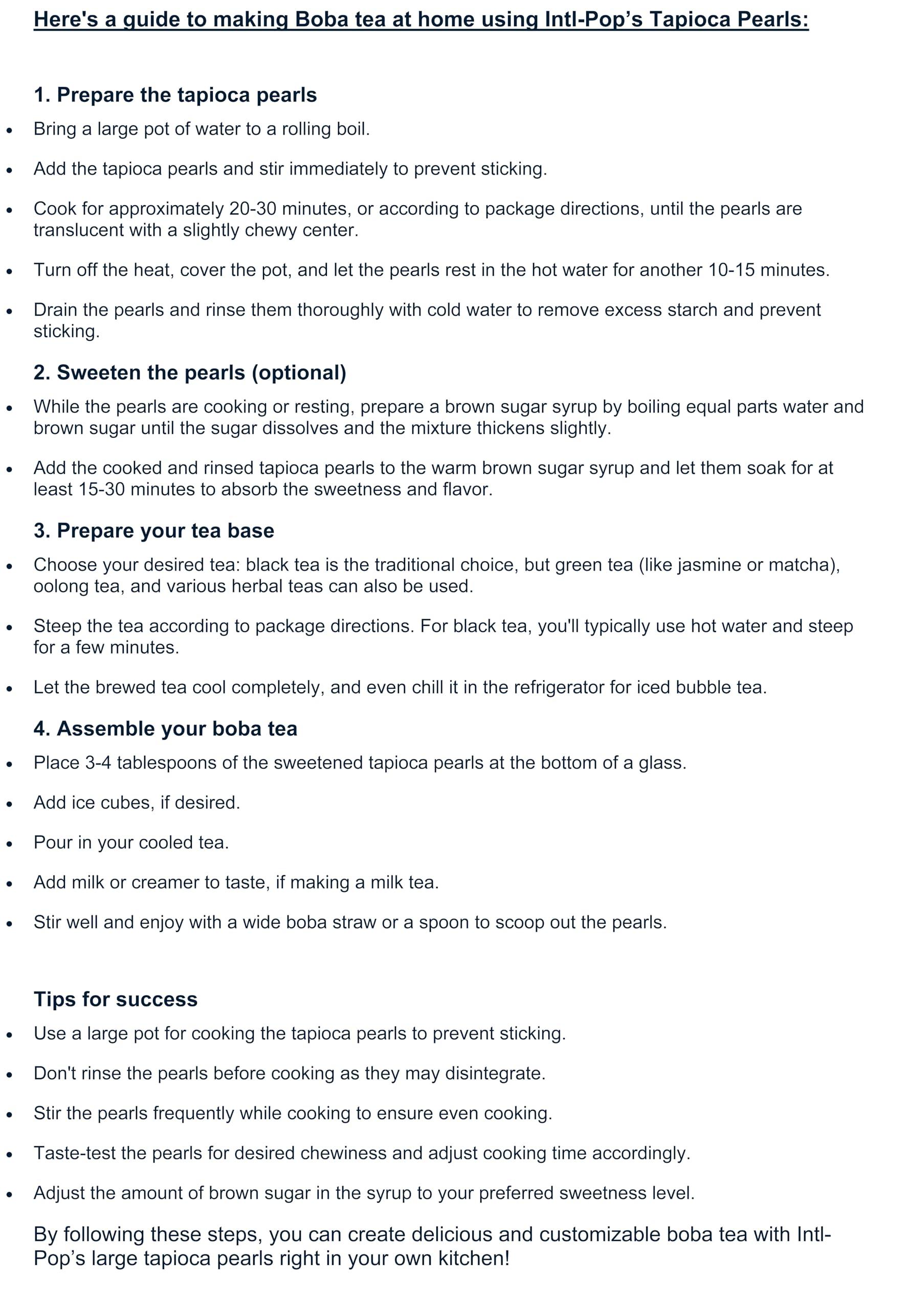INTERNATIONAL POPCORN Large Pearl Tapioca 100% Tapioca 100% Natural Make Your own Tapioca Pudding/Boba Bubble Tea Vegan Kosher Sourced Sugar Free NON-GMO Gluten-free!