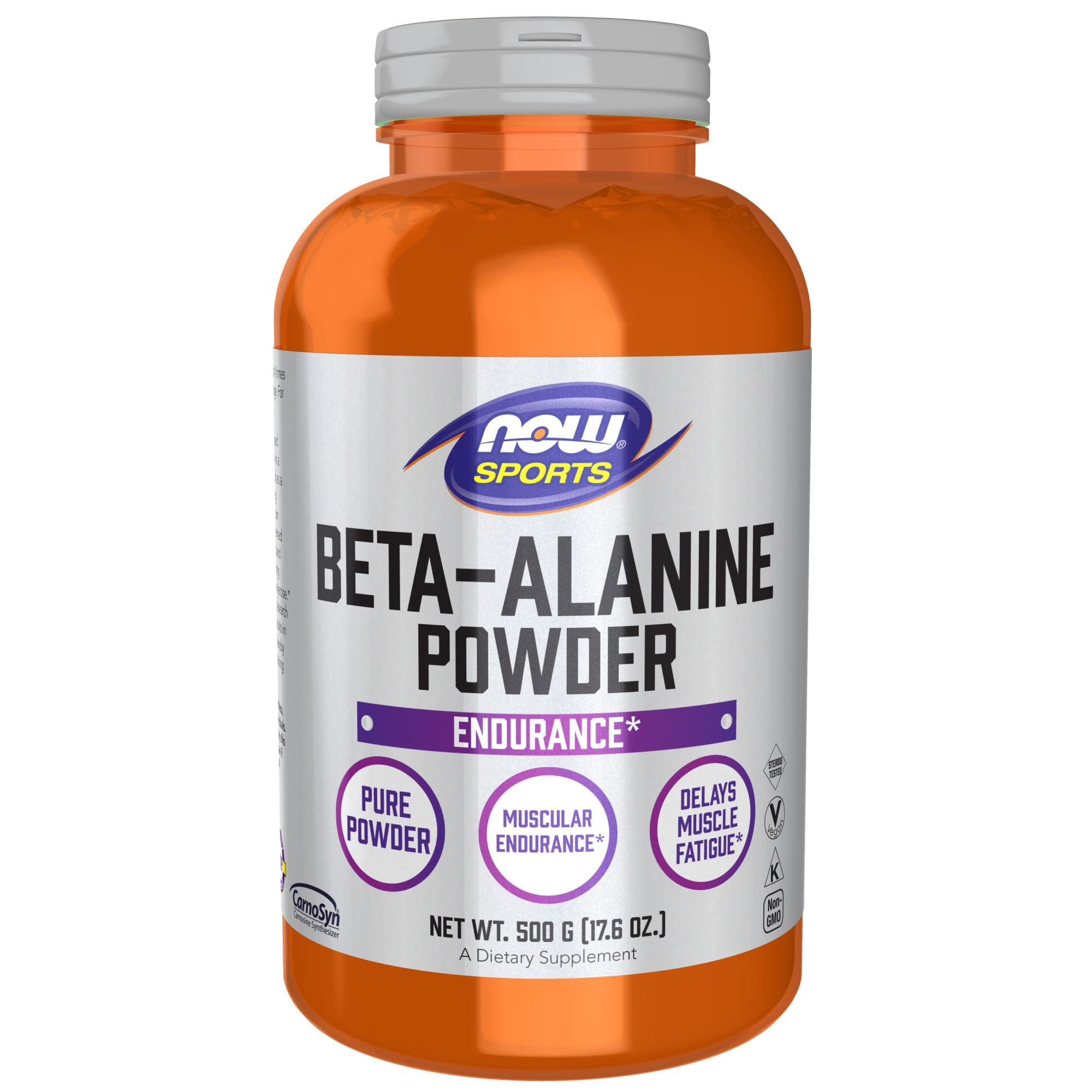 NOW NOW Sports Nutrition, Beta-Alanine Pure Powder 2,000 mg, Muscular Endurance*, 500 Grams