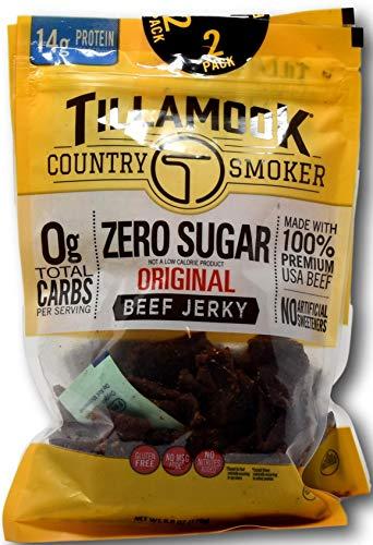 Tillamook TillaMook Original Beef Jerky Country Smoker Zero Sugar 14 GR Protein Zero Carb Gluten Free No MSG (12 OZ ( 2 pack of 6 OZ))