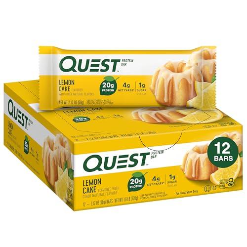 Quest Nutrition Quest Nutrition Crispy Chocolate Caramel Pecan Hero Protein Bar, 15g Protein, 1g Sugar, 3g Net Carb & Lemon Cake Protein Bars, High Protein, Low Carb, Gluten Free, 12 Count