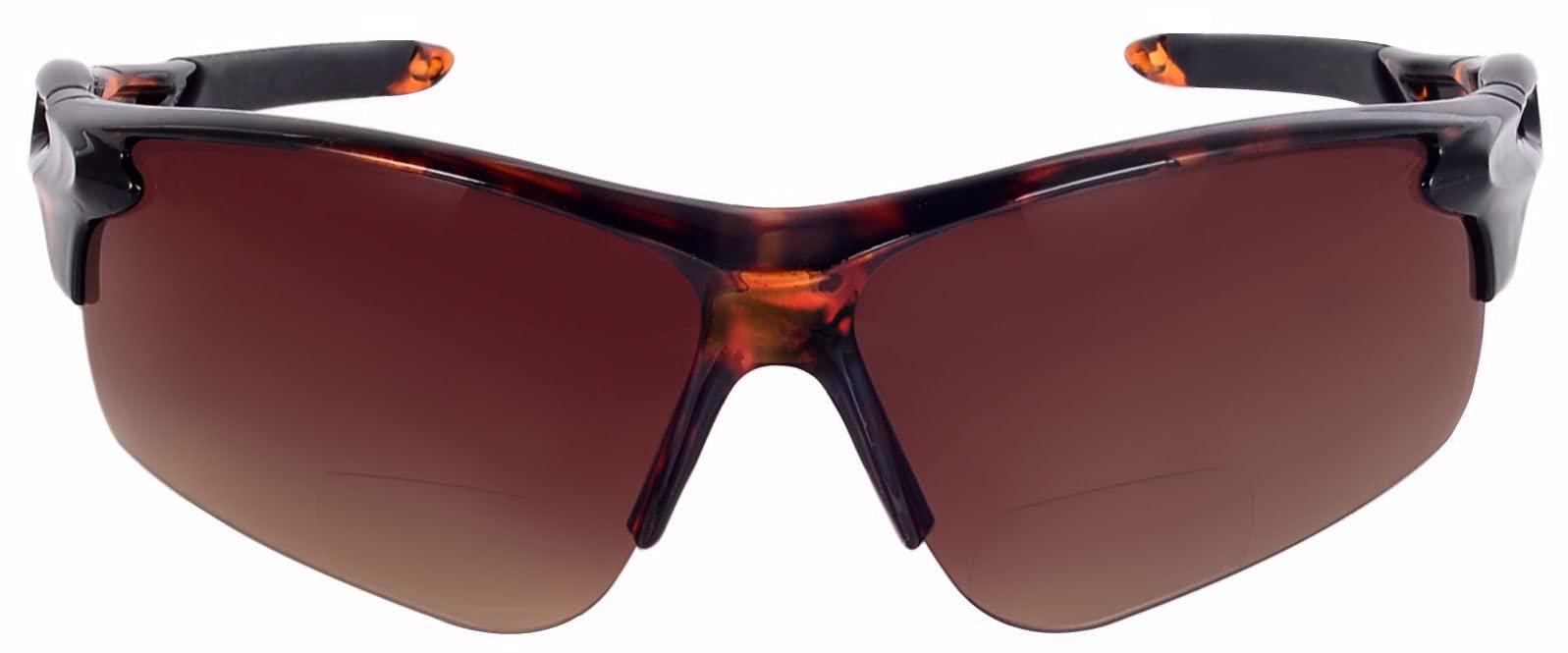 Mass Vision Mass Vision The Athlete Polarized Lightweight Sport Wrap Bifocal Reading Sunglasses for Men and Women (2 Pair Black/Tortoise, 3.0, multiplier_x)