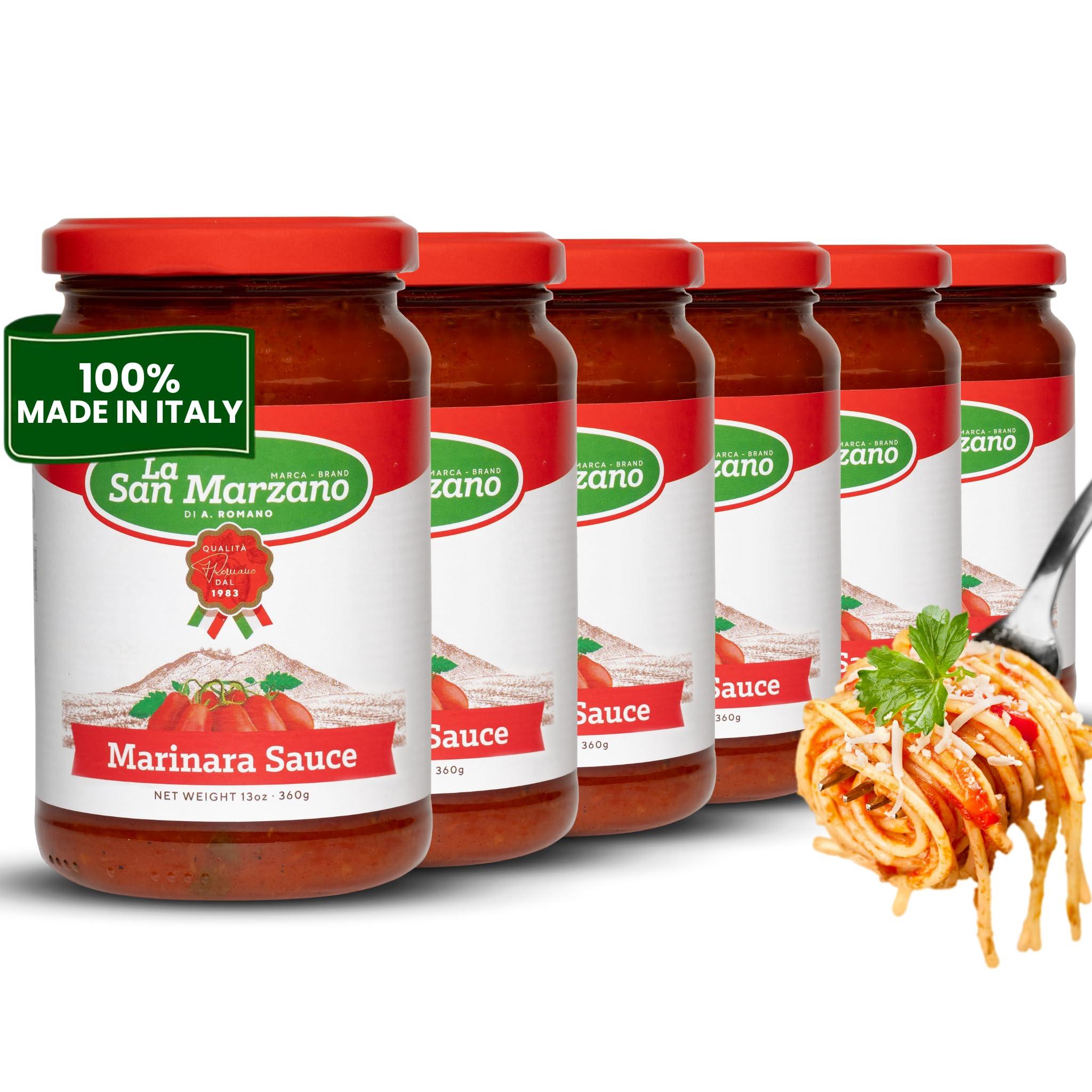 La San Marzano La San Marzano - Marinara Sauce - Pasta Sauce with 100% Italian Tomatoes Made in Italy - Peeled Tomatoes with Fresh and Natural Ingredients Non GMO Tomatoes, Vegan, Gluten Free, Kosher, Mediterranean Diet 13 Ounce Jar