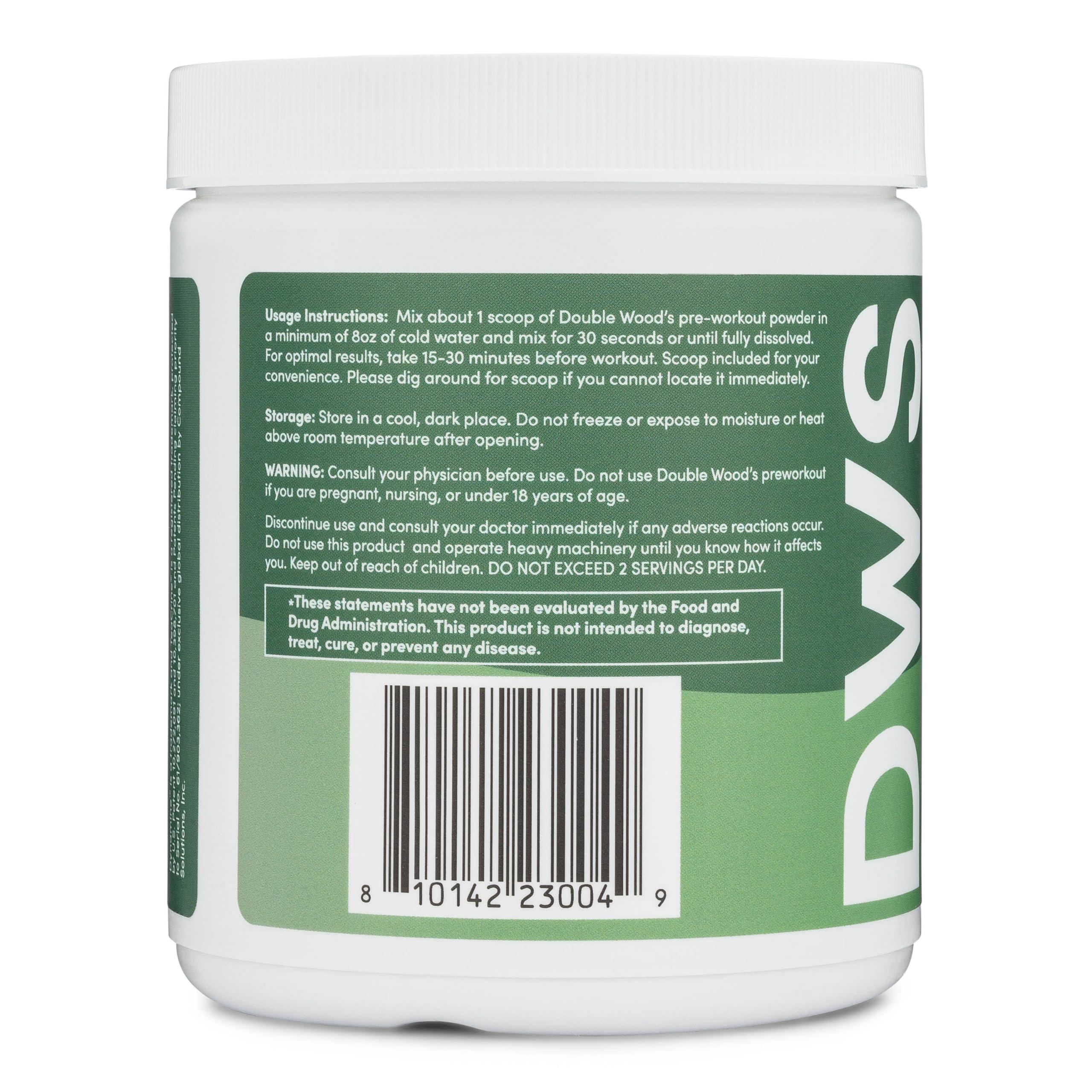 Double Wood Supplements Pre Workout Powder for Men & Women (30 Servings of Caffeine, Beta Alanine, L-Citrulline, Dynamine, L-Theanine, Taurine, Theacrine, & More) Preworkout Powder with Scoop by Double Wood (Blue Raspberry)