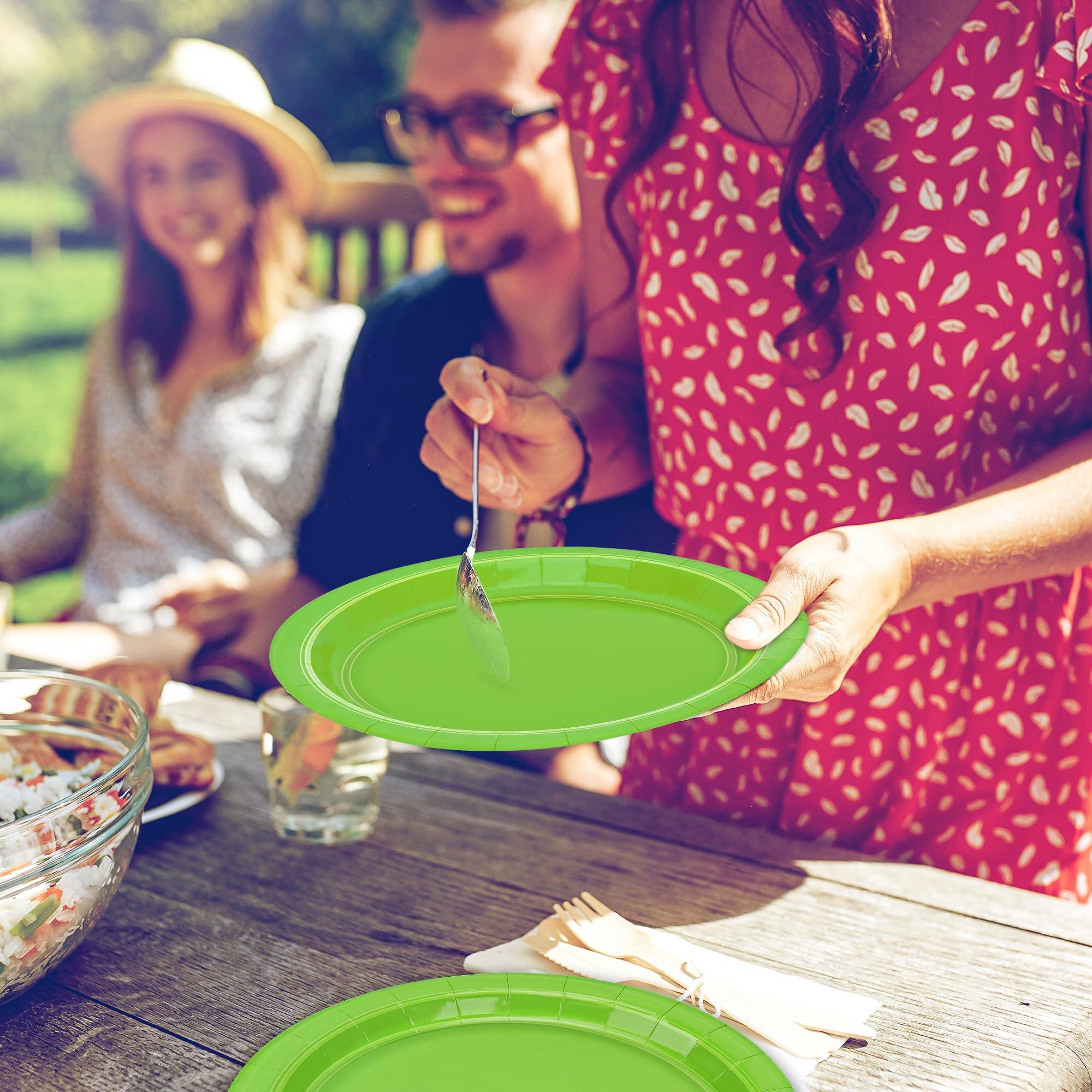 QZYL QZYL 50 PCS Disposable Paper Plates, 9 Inches Dinner Paper Plates Set, Lime Green Heavy Duty Paper Plates, Round Paper Plates for Daily Use Picnic Anniversary Birthday St Patricks Day Party Supplies