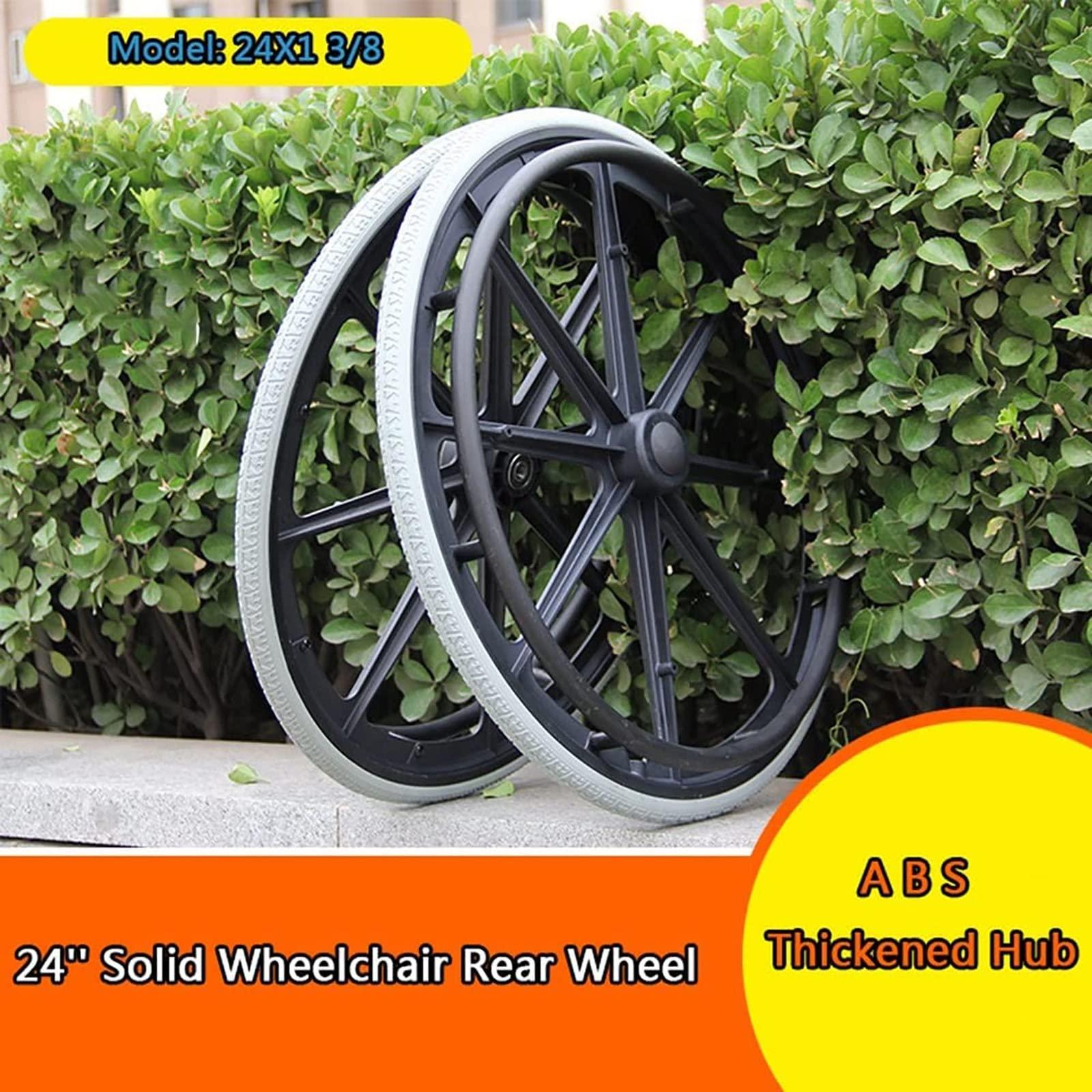 BITWIT BITWIT 24inch Wheelchair Wheel Replacement, Specification: 24 x 1 3/8, Wheelchair Rear Wheel Accessories, Non-Inflatable Solid Tire, Nylon Hub, Bearing: 12mm (Size : 24inch/60cm(1 Count))