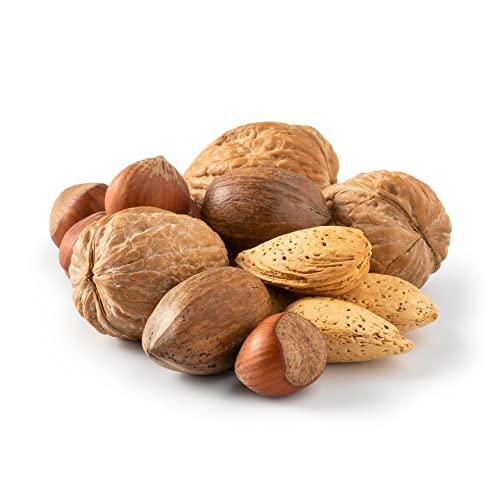 NUTS - U.S. - HEALTH IN EVERY BITE ! NUTS U.S. – Mixed Nuts In Shell (Almonds, Walnuts, Hazelnuts, Pecans) | No Added Colors and No Artificial Flavors | Fresh Buttery Taste and Raw |Packed In Resealable Bags!!! (6 LBS)