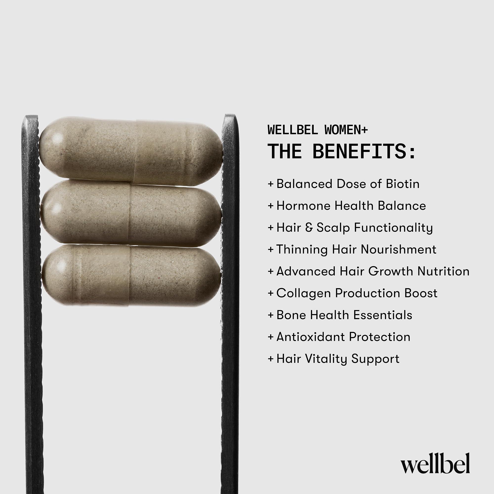 WELLBEL WELLBEL Women + Clean Supplement for Hair, Skin, and Nails, Vegan, Gluten Free, Non GMO 90 Count