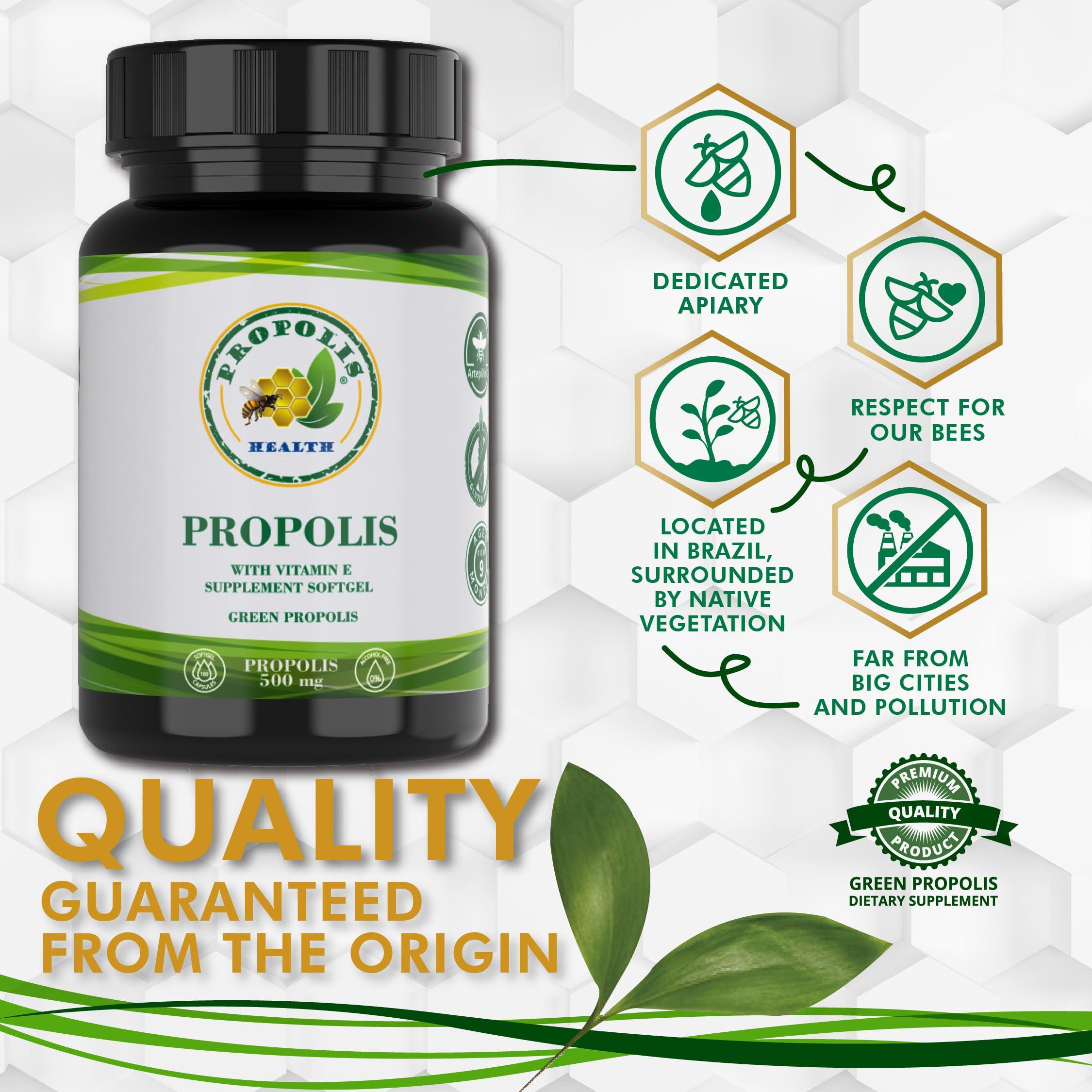 Propolis Health Propolis Health Premium Brazilian Green Propolis Bundle: 1000mg Capsules with Vitamin E & Green Propolis Extract Liquid - 50 Days Capsule & 30 Days Liquid Supply for Immune Support