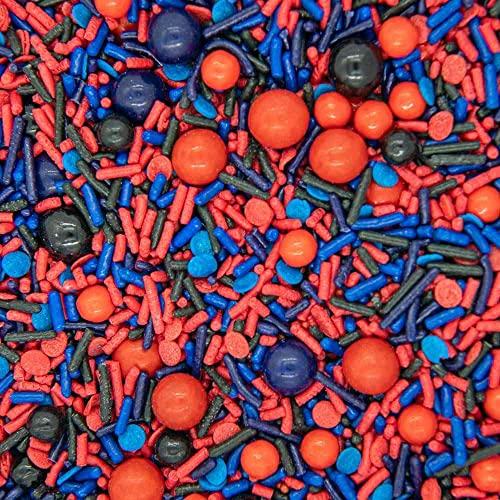 Sweets & Treats Boutique Spiderman Sprinkles for Cake, Cookie, Cupcake Decorating, and Baking - Fancy Edible Spiderman Cake Decorations Sprinkles and Toppings in Red, Blue, and Black Jimmies, Nonpareils, Sugar Pearl Sprinkles