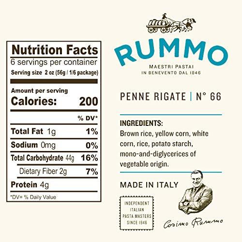 Rummo Rummo Gluten Free Penne Rigate N.66 - Gluten Free Pasta, Made with Corn & Rice, Penne Pasta Noodles, Pasta from Italy - 12 Ounce (Pack of 1)