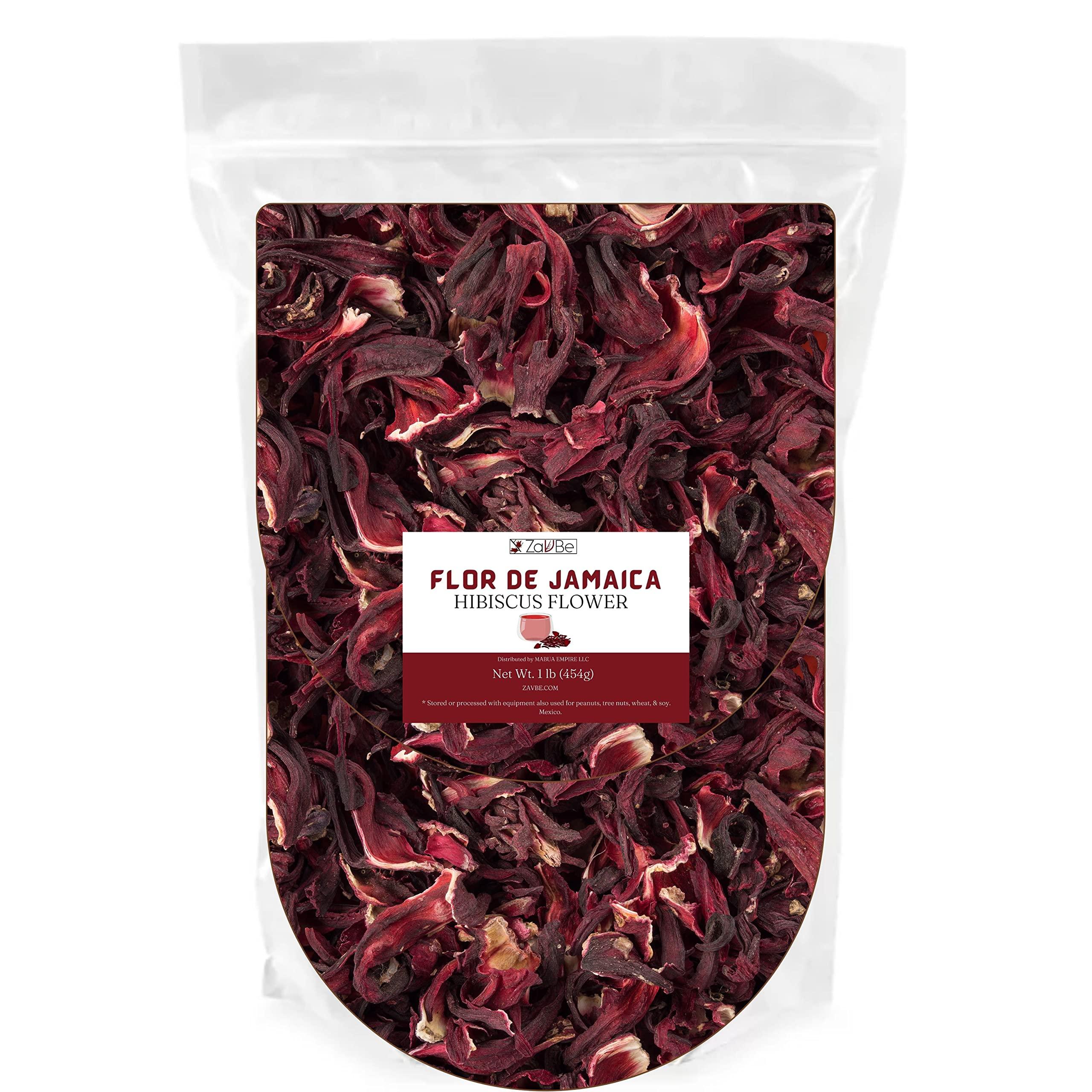 ZAVBE ZAVBE Hibiscus Tea 1lbs Dried Hibiscus Flower Perfect for Hibiscus Tea loose leaf, Flor de Jamaica, Cut and Sifted Packaged in Resealable Bag Hot & Iced Tea, Whole Flowers and Petals. (16, Ounces)