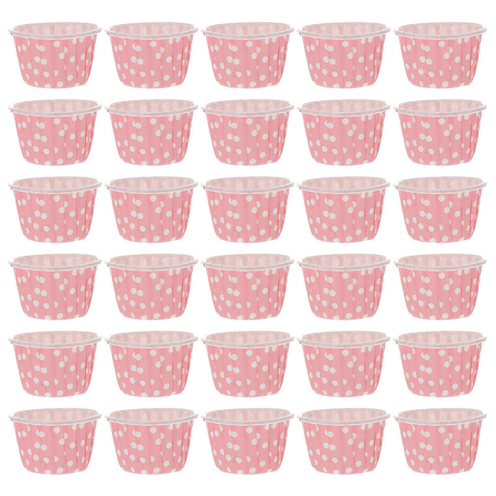 Housoutil Housoutil 50pcs Ice Cream Cups Paper Appetizer Cup Diy Baking Supplies Dessert Tasting Cup Mini Muffins Mini Plates Food Molds Salad Paper Cups Paper Dessert Container Pink Pudding Candy Cup