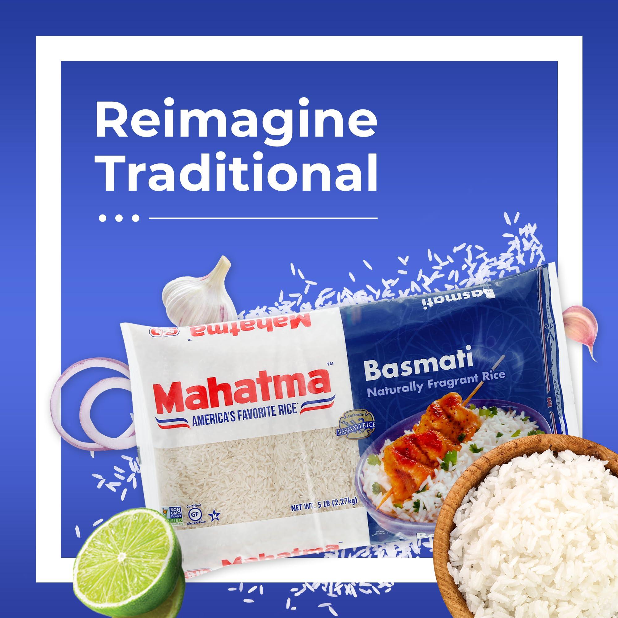 Mahatma Mahatma Indian Basmati Rice, 80-Ounce Bag of Rice, Fluffy, Floral, and Nutty-Flavored Rice, Stovetop or Microwave Rice