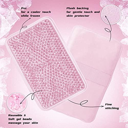 ZNÖCUETÖD Gel Beads Ice Pack Ice Bag with Strap-Reusable Hot & Cold Pack Compress Therapy for Pain, Swelling,Injuries of Knee, Shoulder, Foot, Back, Ankle, Neck, Hip, Elbow (1Pcs,Pink)