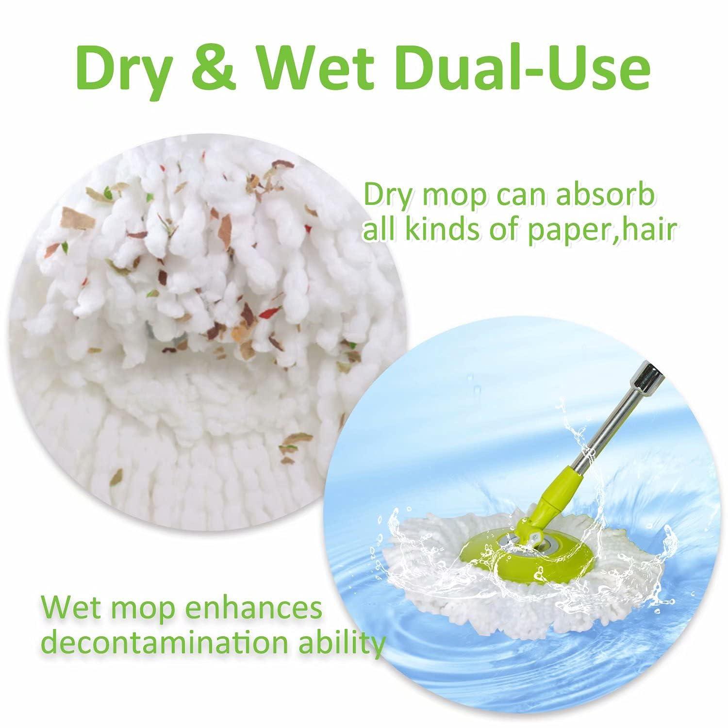 ANBOO Mop Head for Hurricane Spin Mop Microfiber Mop Head for 360°Spin Magic Mop Refills Round Standard Size Mop Pads 4 Packs