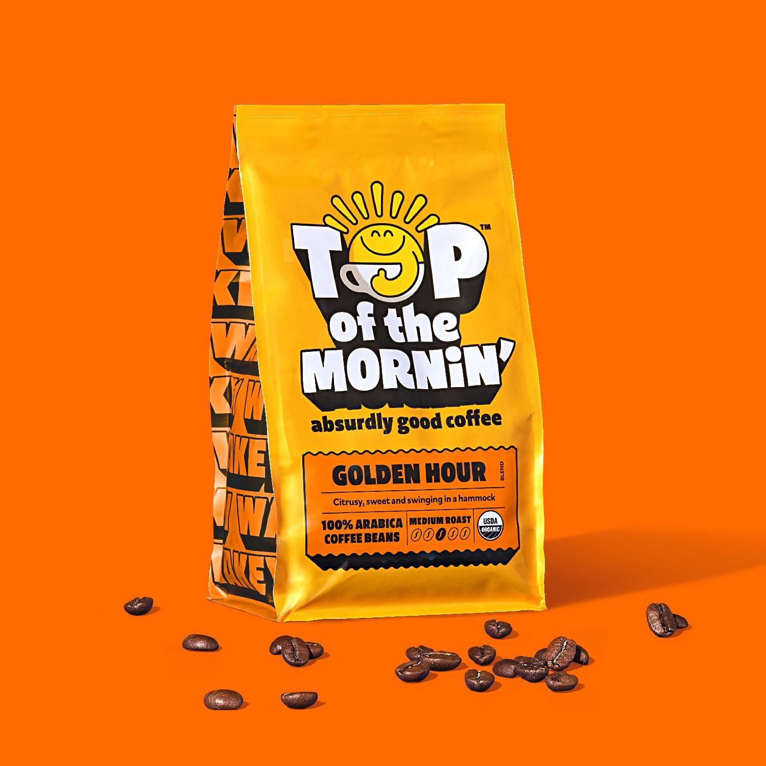 Top of the Mornin Top of the Mornin Ground Coffee by JackSepticEye, Ethically Sourced Organic Specialty Grade Coffee with hints of Praline and Black Tea (12 Ounce, Golden Hour)