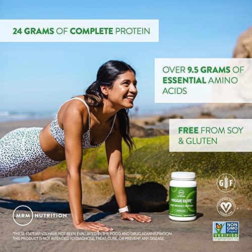 MRM MRM Nutrition Veggie Elite Performance Protein | Vanilla Bean Flavored| Plant-Based Protein| Easy to Digest | with BCAAs| Vegan + Gluten-Free | Clinically Tested| Digestive enzymes | 30 Servings