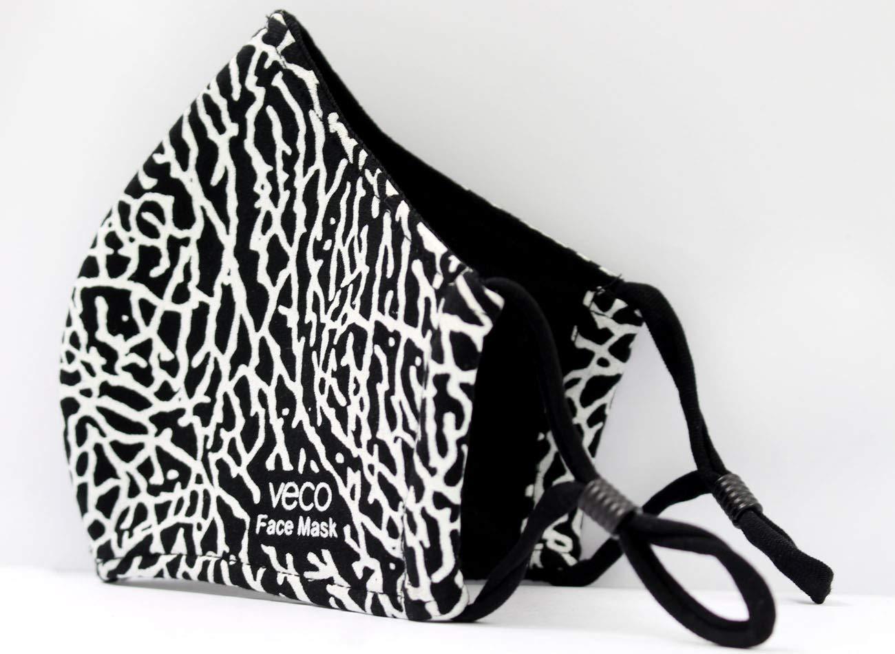 VECO VECO Fabric Face Mask - Pack of 5 (Adult, Black Combo)