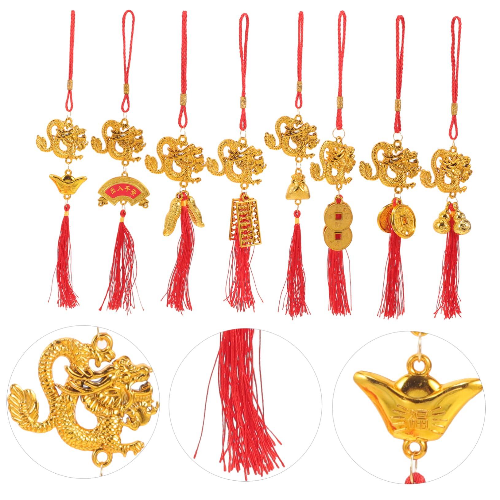 Cabilock 10pcs Good Luck Charms Chinese Style Chinese Chinese red Knot Chinese Decor car Accessories Lucky Knot Lucky New Year Ornaments Christmas Dragon Decor Ornament Rearview Mirror