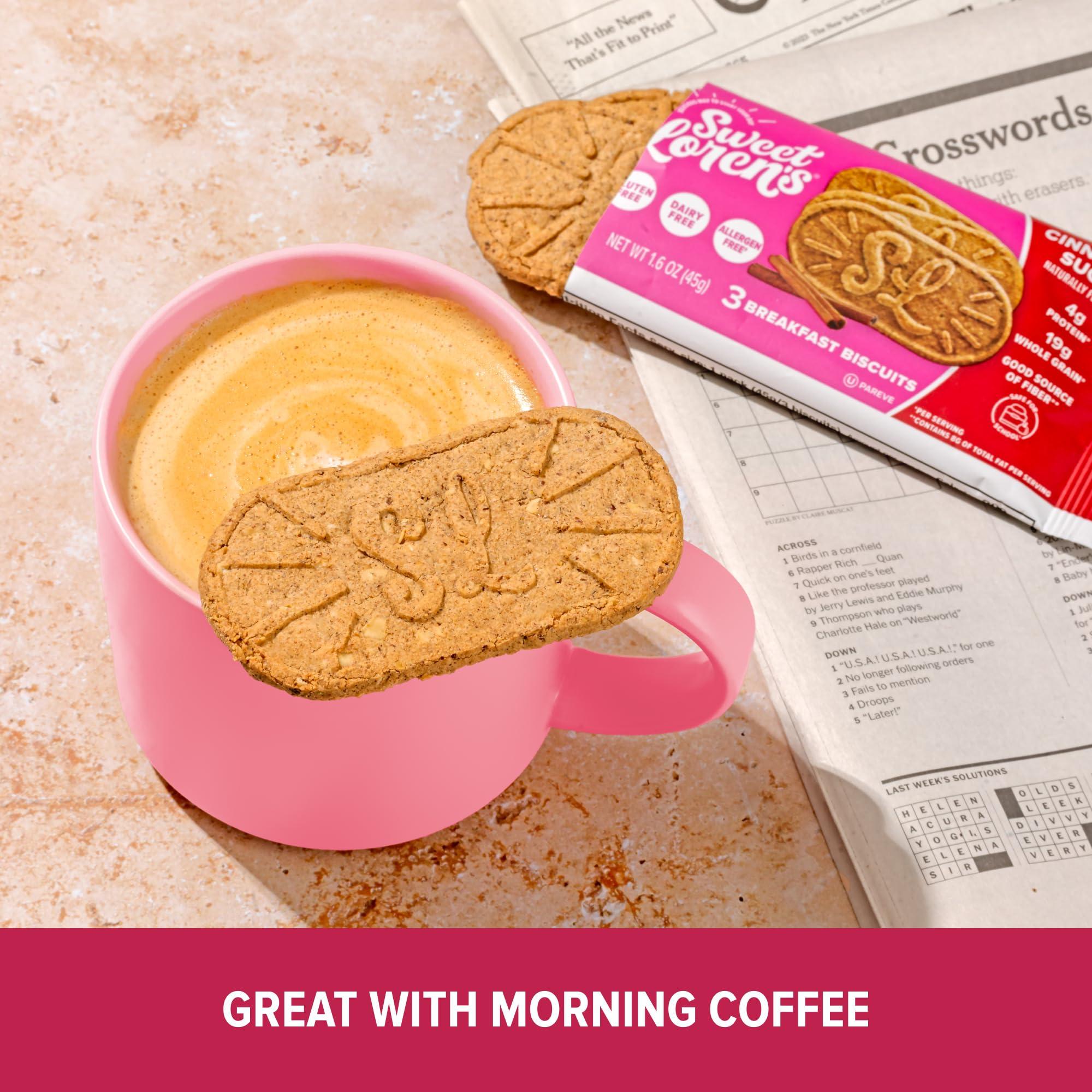 Sweet Loren\'s Sweet Loren\'s Vegan Breakfast Biscuits | Cinnamon Sugar | 4g Protein, 19g Whole Grains | Plant Based, Gluten Free, Dairy Free, Nut Free Snacks | 3 Pack (15 Total Biscuits, 1.6 ounce each)