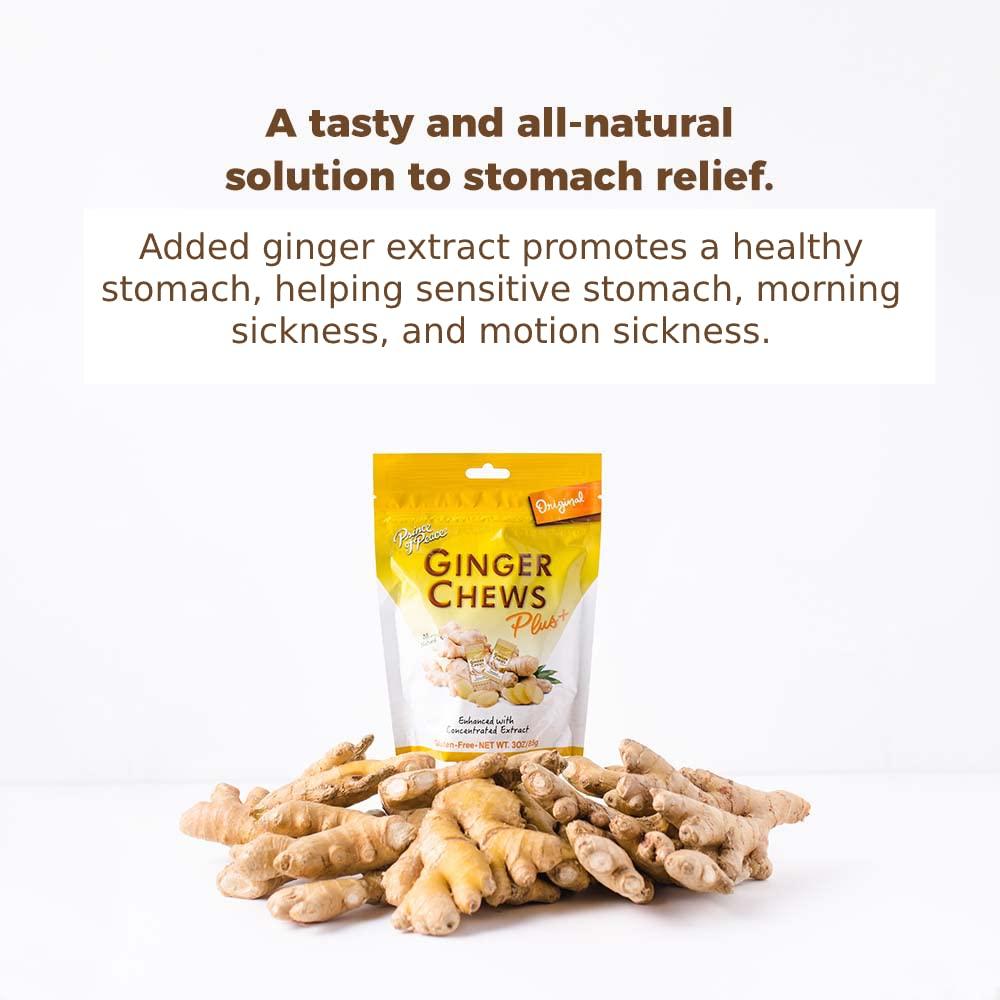 Prince Of Peace Prince Of Peace Ginger Chew Plus+ Original, 3 oz. Bag Digestive Aid, Relief, Healthy Candy, Stomach Aid
