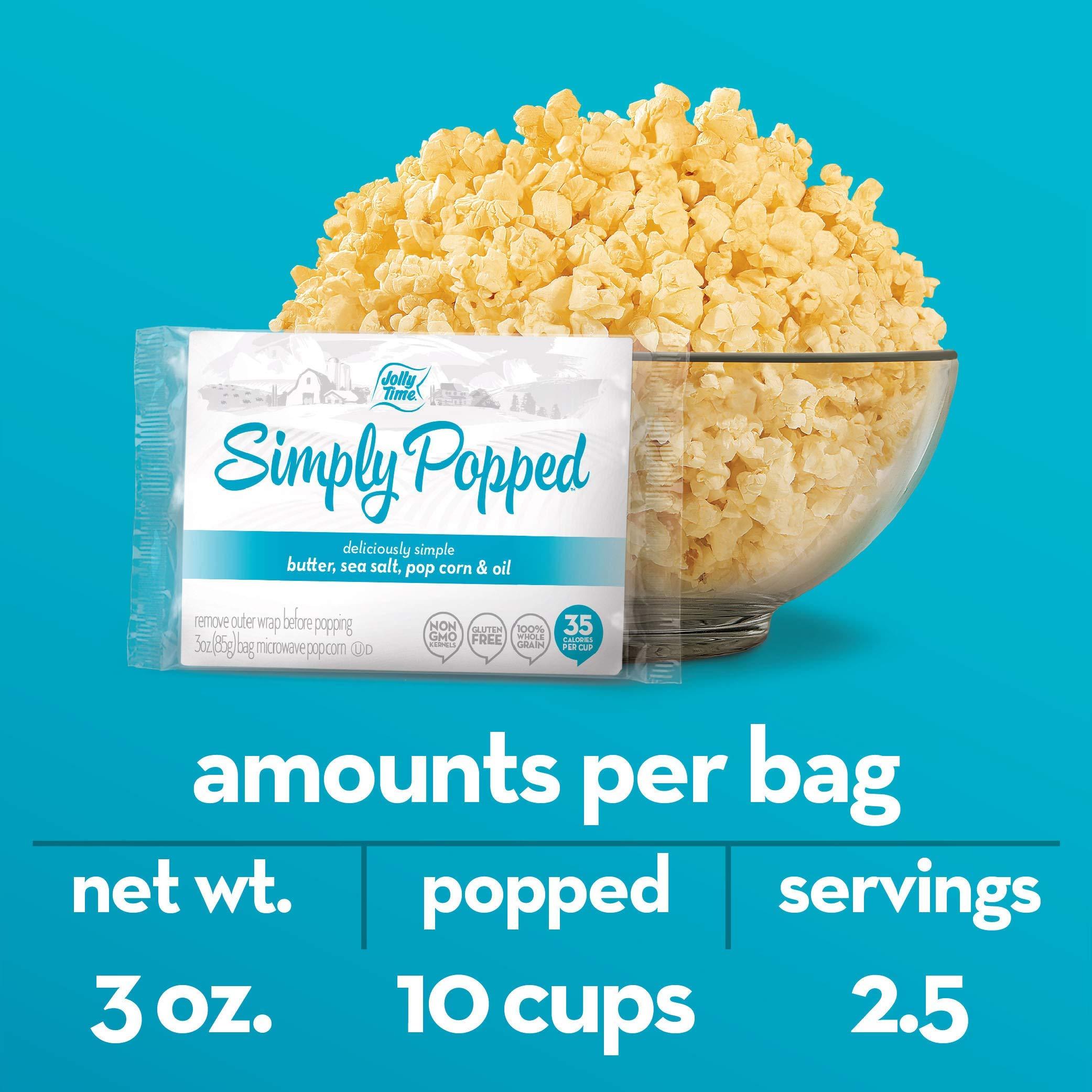 Jolly Time Jolly Time Simply Popped - Lightly Salted Microwave Popcorn, 3oz Sharing Bag, 3 Bags Per Carton (Simply Popped Butter, 3 Ounce (Pack of 12))