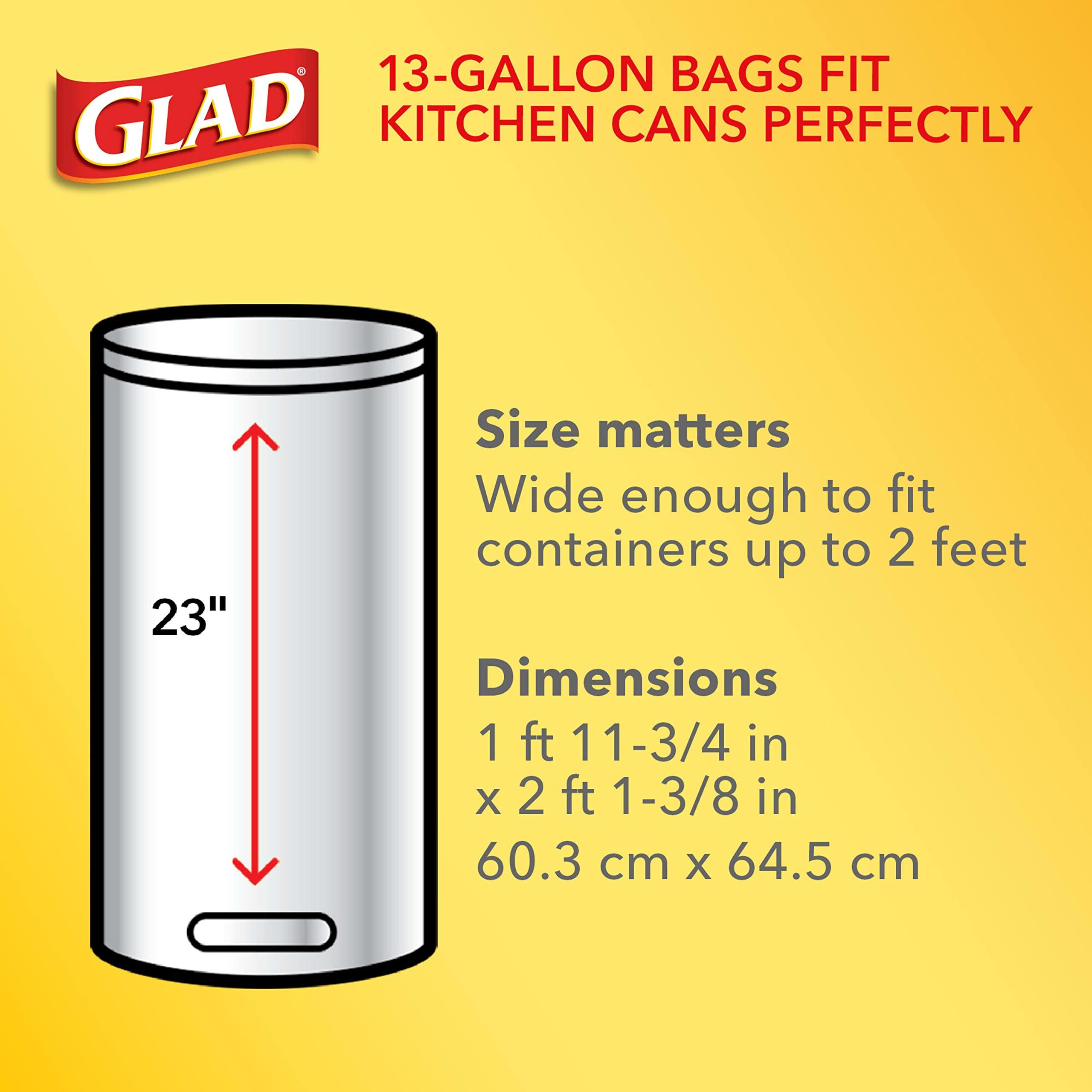 Glad Glad Tall Kitchen Quick-Tie Trash Bags, 13 Gallon, White, 68 Count, Pack May Vary (Pack of 2)