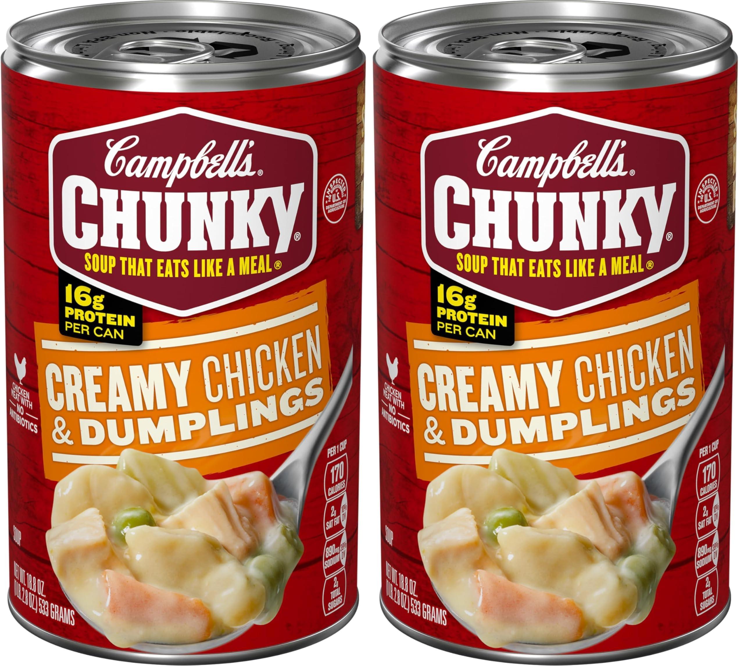 Campbell\'s Campbell\'s Chunky Soup, Creamy Chicken and Dumplings Soup, 18.8 Oz Can (Pack of 2)