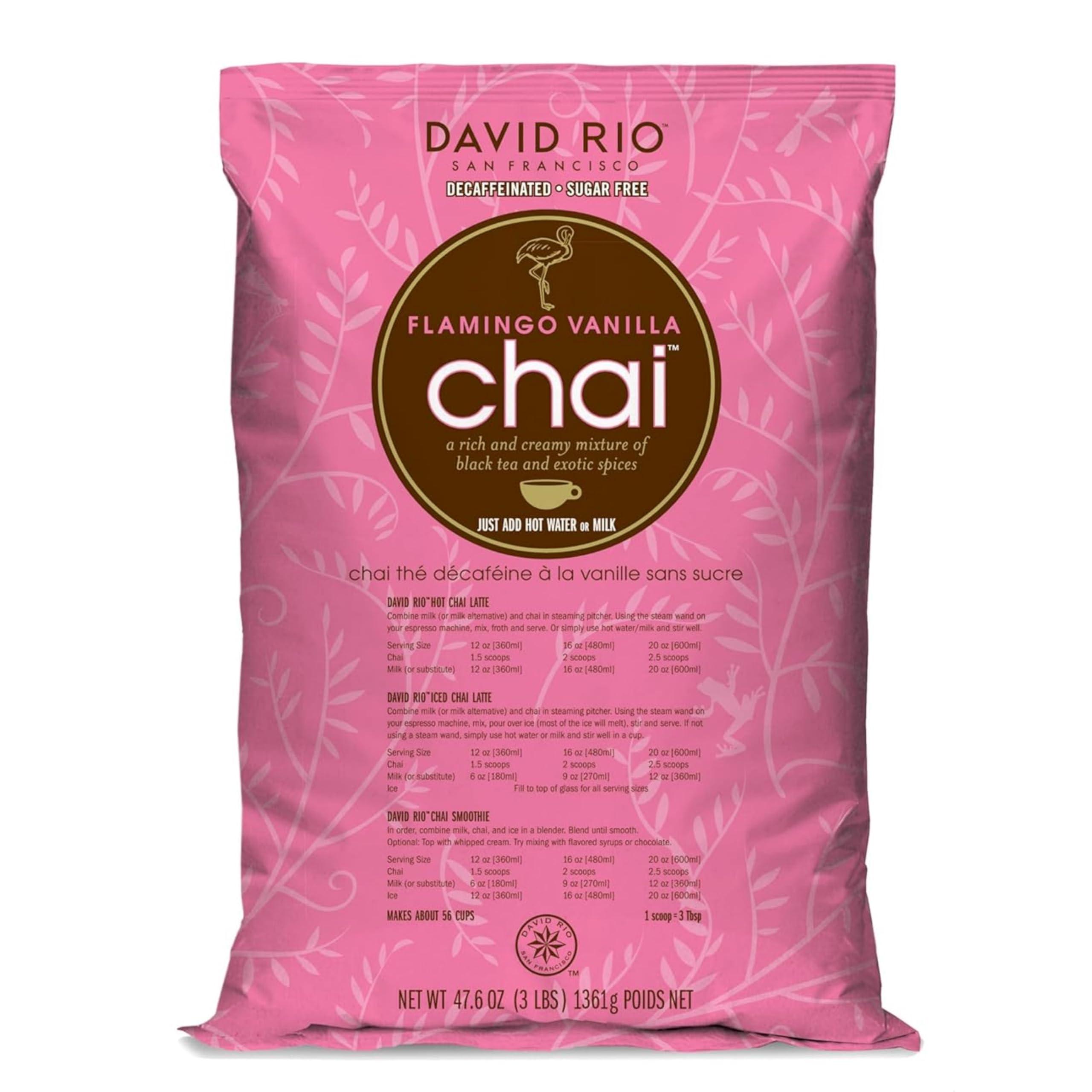 David Rio David Rio Chai Mix, Decaf Sugar Free, Flamingo Vanilla for Tea or Latte, 48 Ounce (Pack of 1)