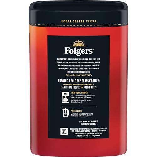 Folgers Folgers 1850 Black Gold Dark Roast Ground Coffee, 12 Ounce (Pack of 6)