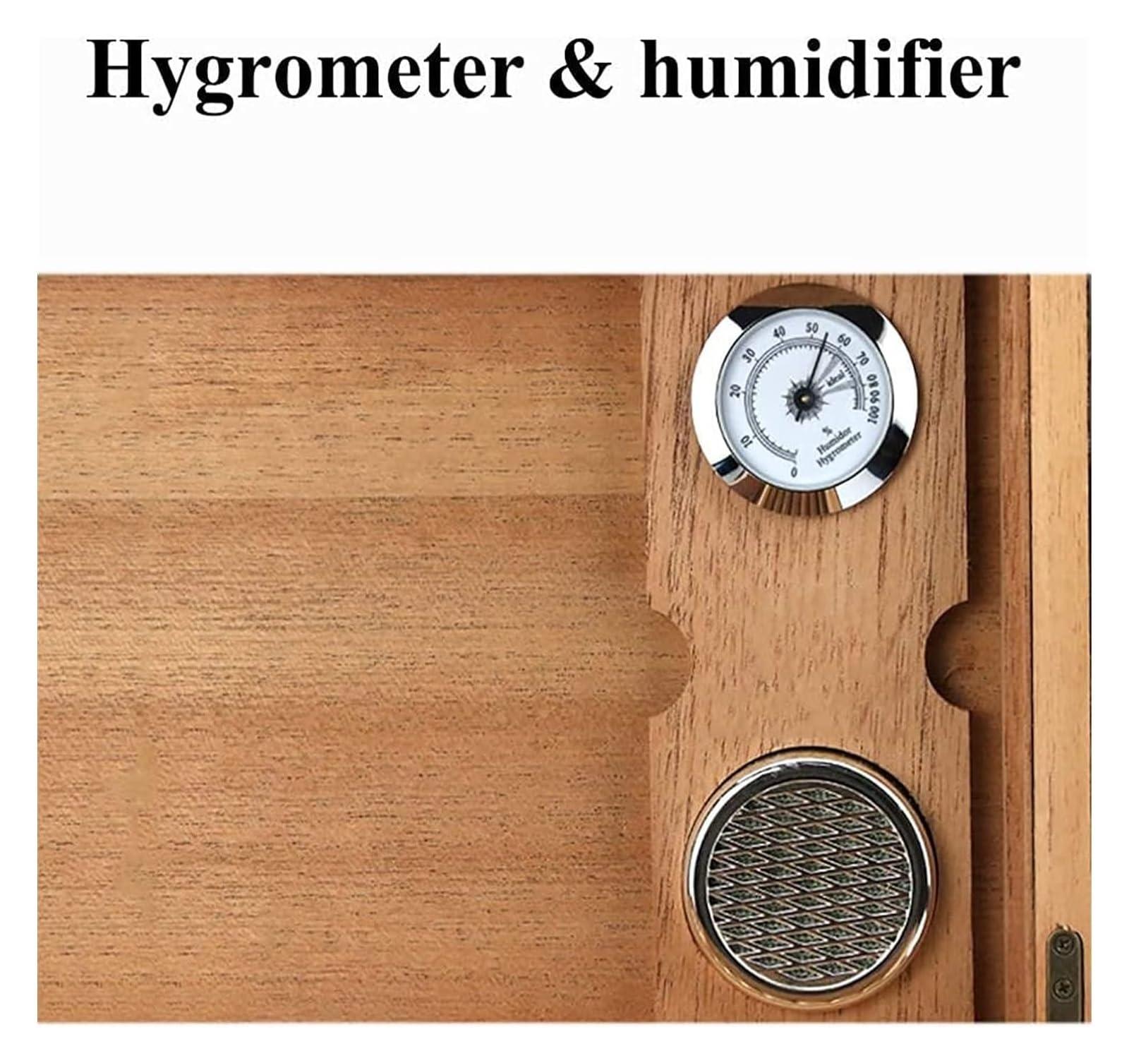 TiStm Cigar Humidor Handcrafted Humidor, Handmade, Desktop Cigar Storage, with Hygrometer Humidifier, for Men, for 50 Cigars, Ebony Finish