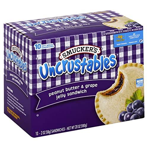 Ready Set Gourmet Smucker’s Uncrustables Variety Pack- Smuckers Sandwich Peanut Butter & Strawberry Jam- Smucker’s Peanut Butter & Grape Jelly Sandwich- 4 Boxes of Each, Total 8
