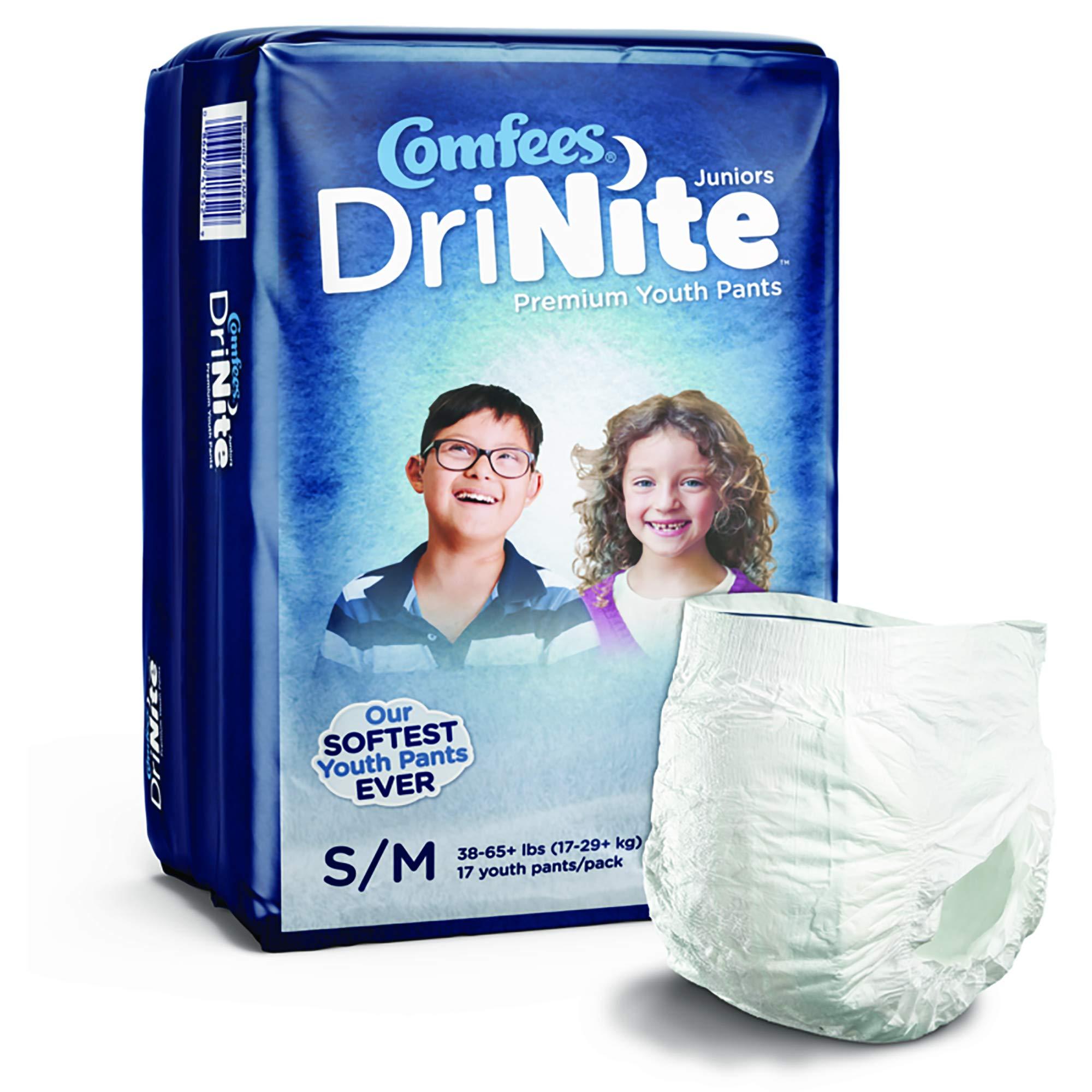 Attends Attends Healthcare Products 1150965-BG Comfees DriNite Juniors Absorbent Underwear, White - Small & Medium - Pack of 17