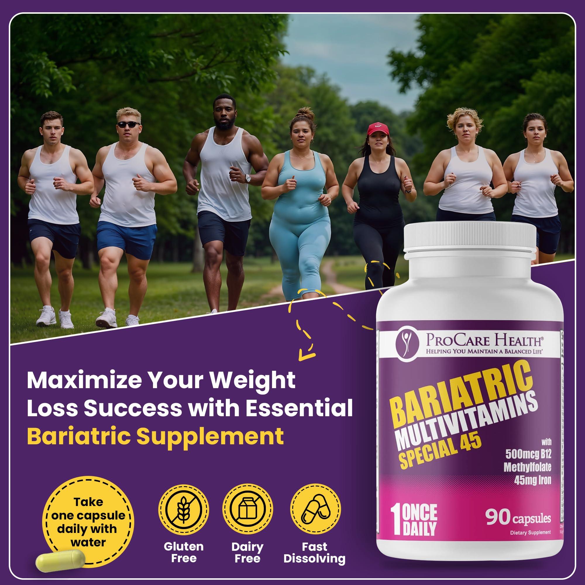 ProCare Health ProCare Health Bariatric Multivitamin with Iron (90 Capsule) - 45mg Iron with Reduced B12 - Post Op Bariatric Vitamins for Gastric Bypass Sleeve Patients, Sustains Recovery & Energy (03 Month Supply)