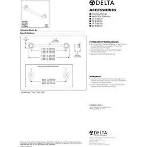 DELTA DELTA 41612-CZ Traditional 12-Inch Grab Bar with Concealed Mounting, Champagne Bronze