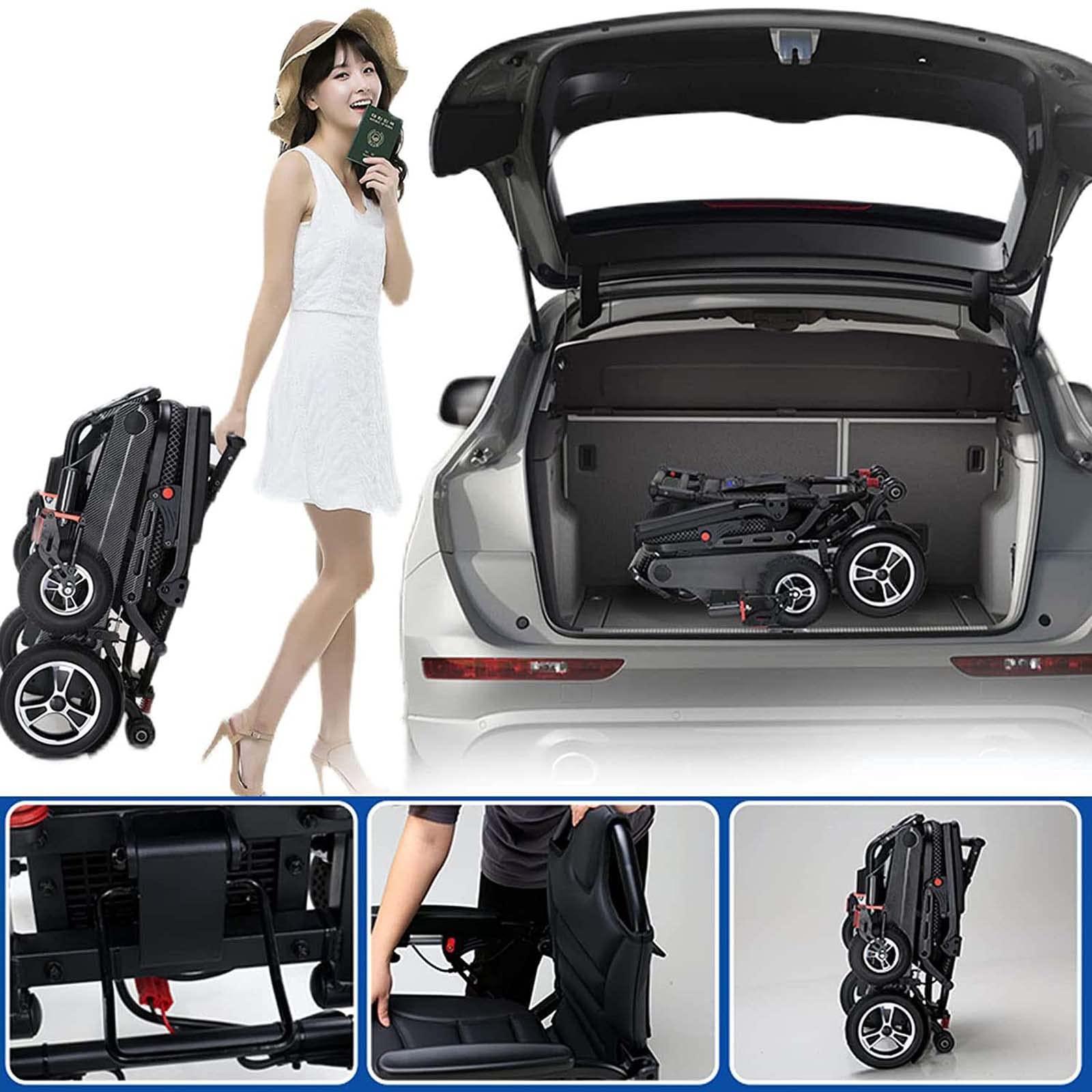 CUIOT Folding Transport Wheelchair, Portable All Terrain Wheelchair with Handbrake & Flip-Back Armrest,Silla De Ruedas - Magnesium Alloy Lightweight Travel Wheelchairs Trolleys for Adults and Elderly