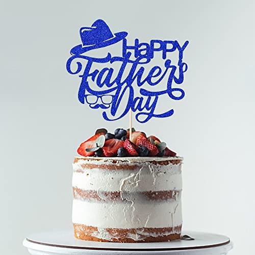 Kaoenla Father\'s Day Cake Topper-Happy birthday dadHappy Father\'s Day Best Dad Ever cake Topper The Men Birthday Party Picks for Cake Decorations Toppers (Blue)