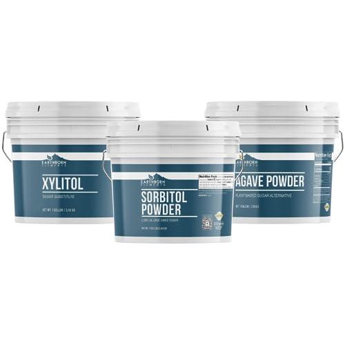 Earthborn Elements Earthborn Elements Sorbitol Powder, Xylitol, and Agave Powder Bundle, 1 Gallon Bucket Each, Sugar Alternative, Natural Sweeteners