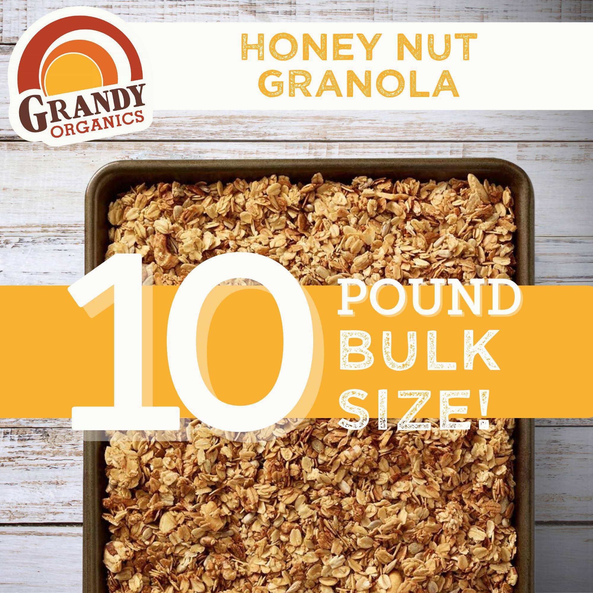 Grandy Organics Grandy Organics Honey Nut Granola, 10 Pound Bulk Bag, Certified Organic, Gluten Free, Non-GMO, Kosher, Plant Based Protein Granola