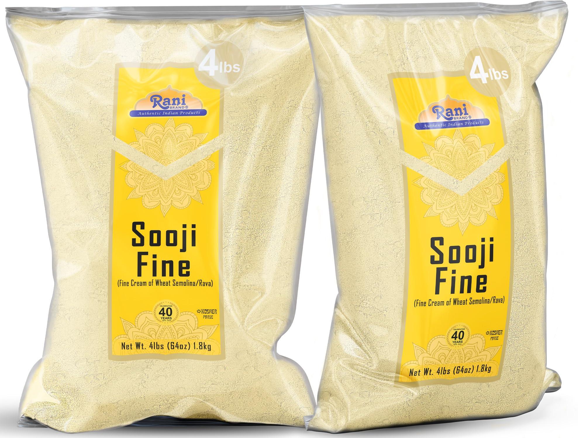 Rani Brand Authentic Indian Products Rani Sooji Fine (Farina, Suji, Rava, Wheat) Flour 64oz (4lbs) 1.81kg Bulk ~ All Natural | Vegan | NON-GMO | Kosher | Indian Origin