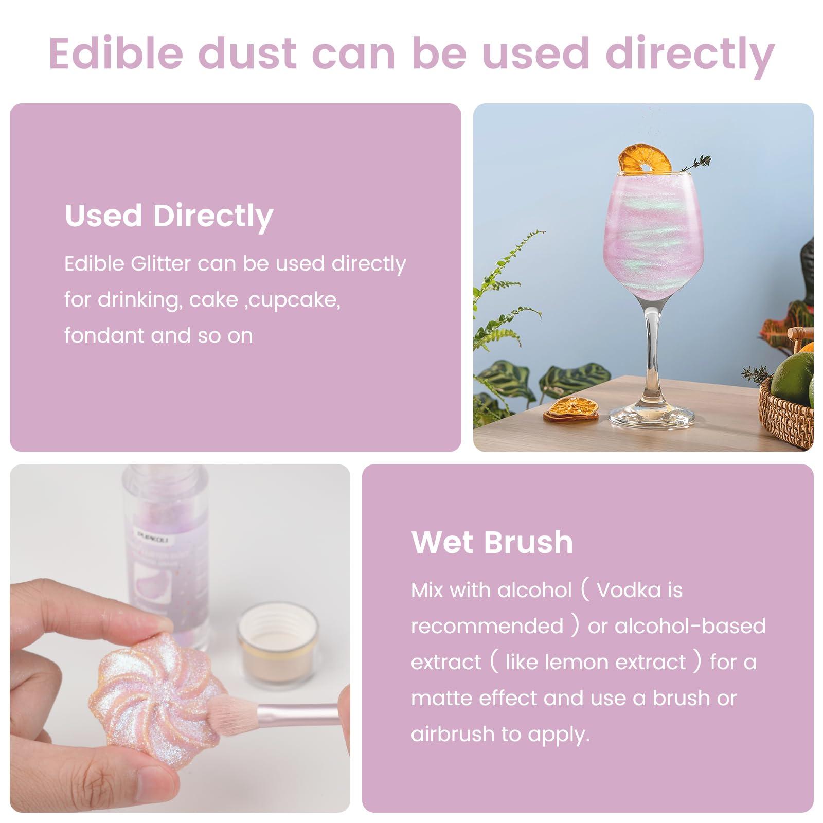 PUPKOLI Iridescent Edible Glitter for Cocktails, 15g Food-Grade Iridescent Drink Glitter Iridescent Luster Dust Edible, Iridescent Prism Powder Edible Glitter,Iridescent Food Glitter Shimmer for Drinks,Cakes,Baking,Christmas Decorating