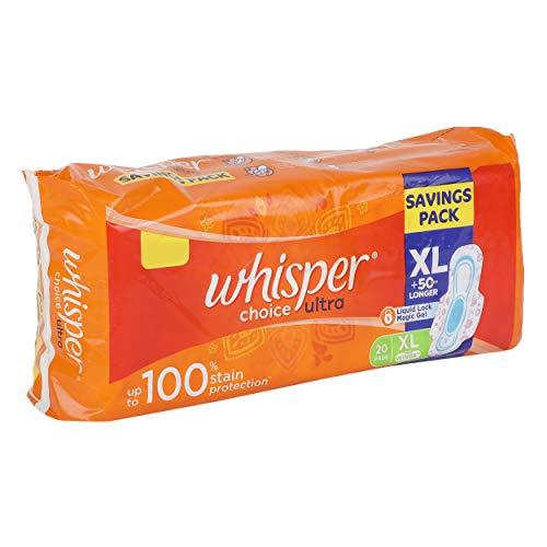 WHISPER Whisper Choice Sanitary Pads with Wings - 20 Pads (Extra large)