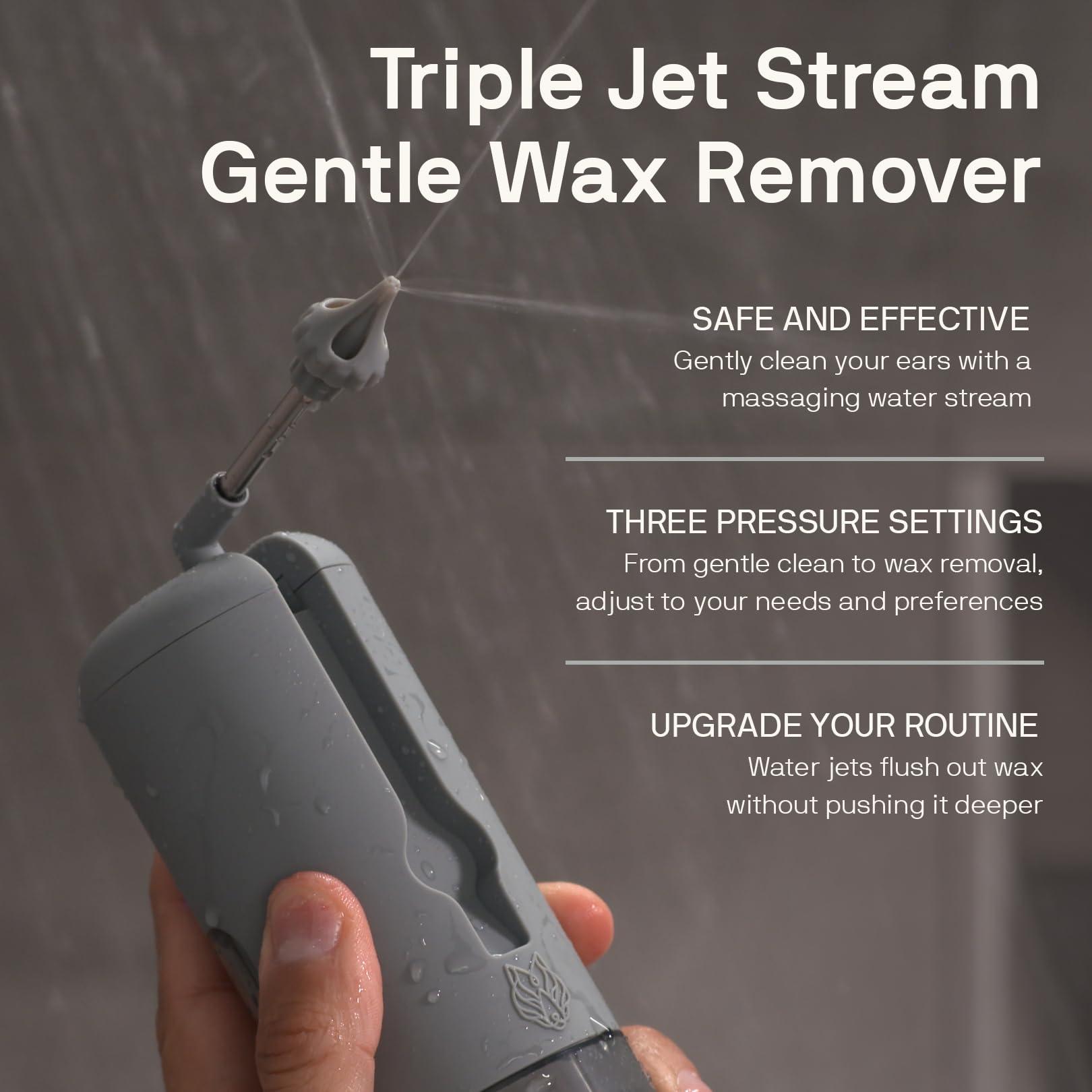 Black Wolf Wush Pro by Black Wolf - The Original Deluxe Water Powered Ear Cleaner with 6 Reusable Replacement Tips by Black Wolf - Safe & Effective for Ear Wax Buildup - Electric Ear Wax Removal Kit (Grey)