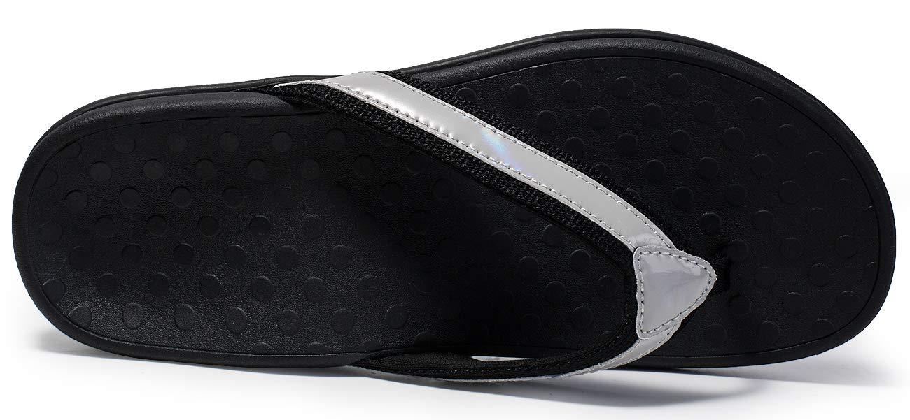 LLSOARSS LLSOARSS Plantar Fasciitis Feet sandal with Arch Support - Best Orthotic flip flops for Flat Feetheel pain- for Women (9, Matt Silver)