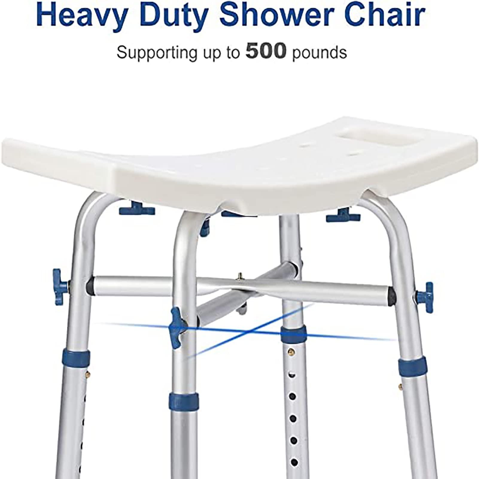 PTHTBL Shower Chair for Inside Shower, Heavy Duty Shower Chair, Adjustable Shower Stool, Anti-Slip Shower Bench Bathtub Stool Seat for Elderly, Senior, Handicap and Disabled,White