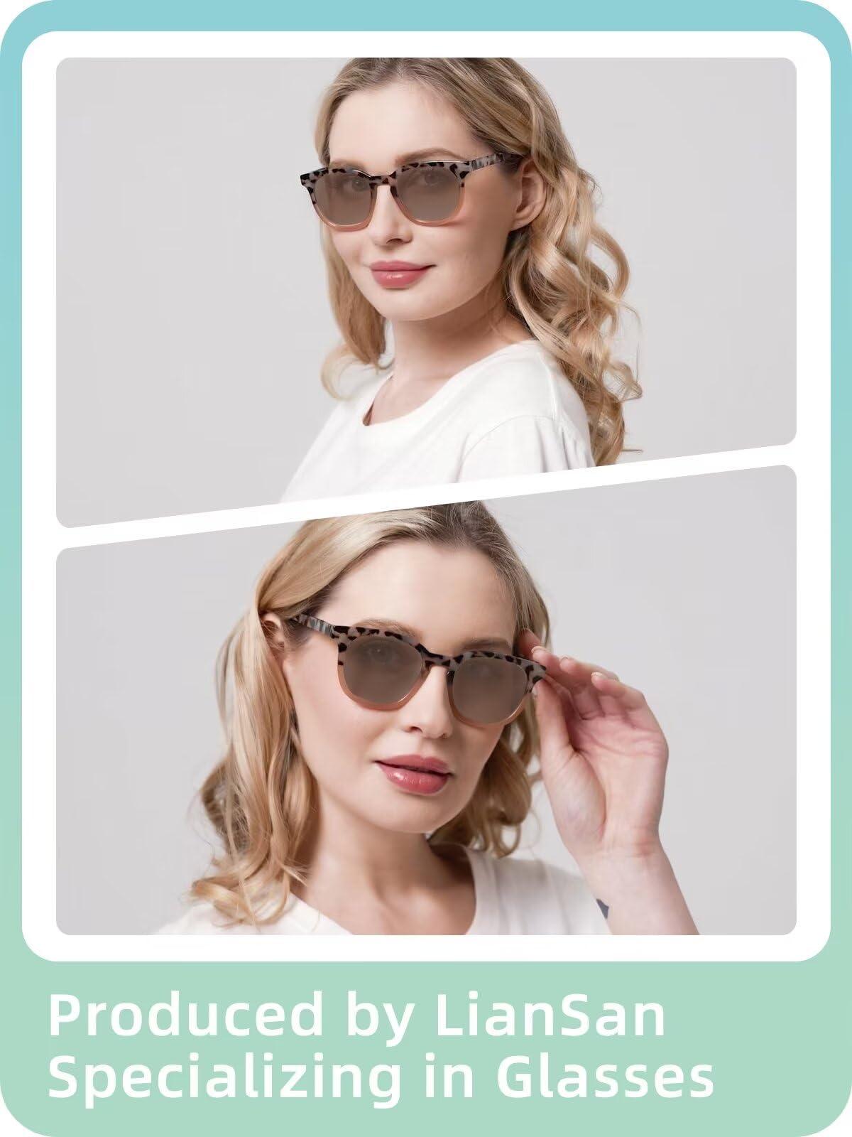 LianSan LianSan Womens Bifocal Reading Sunglasses Retro UV Protection Sun Readers With Spring Hinge Ladies Outdoors Readers,12031 S-TTPK 1.75