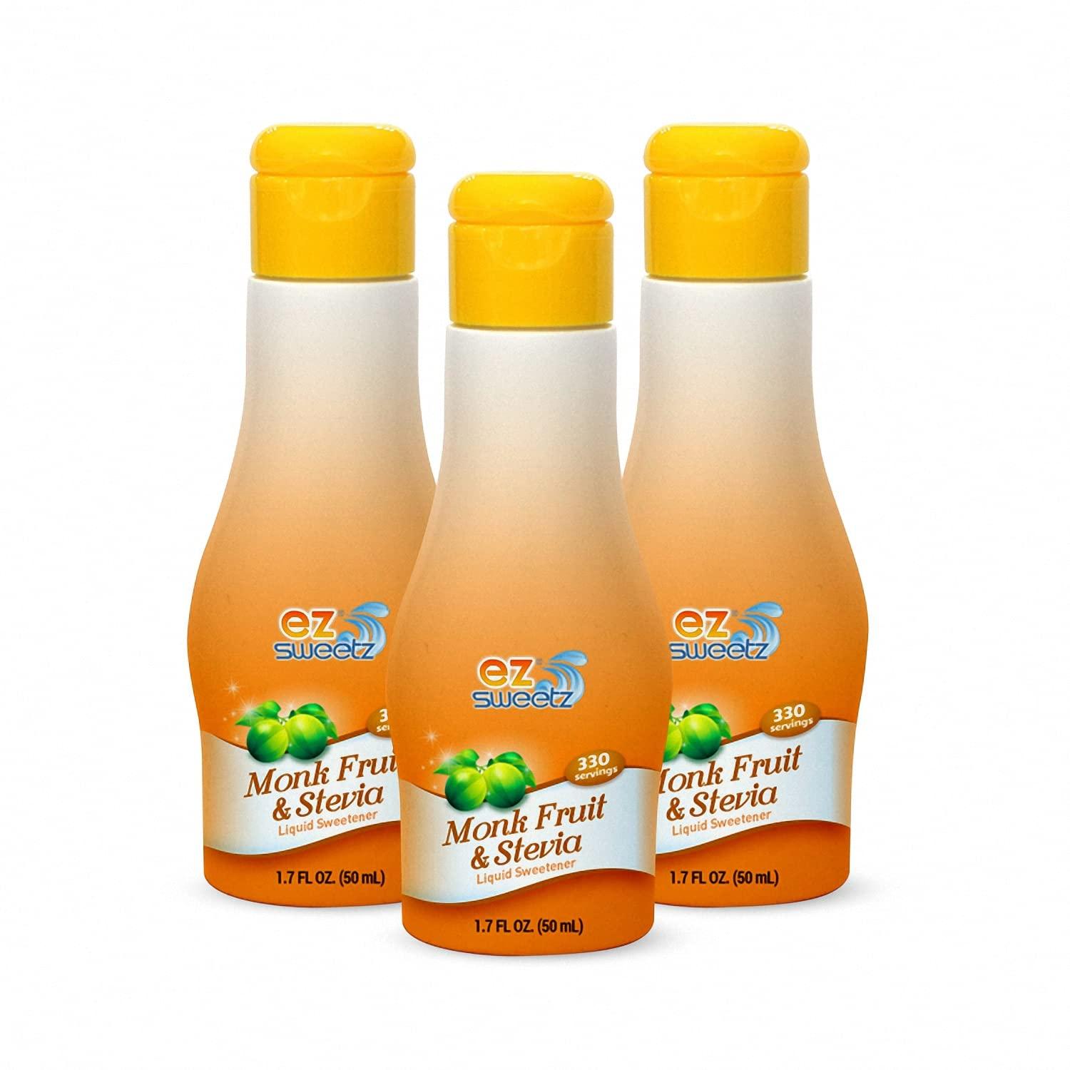 EZ-Sweetz Monk Fruit &Stevia (1.7 FL OZ - Liquid Sweetener 330 Servings/Bottle | 3Pack)